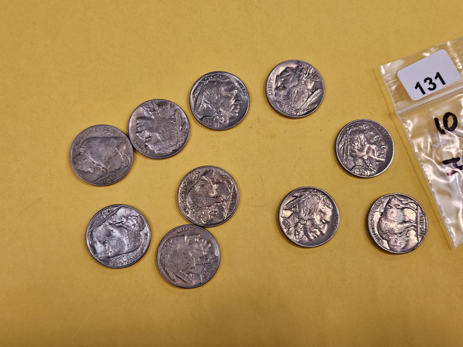 Ten Brilliant AU-BU Buffalo Nickels - 3