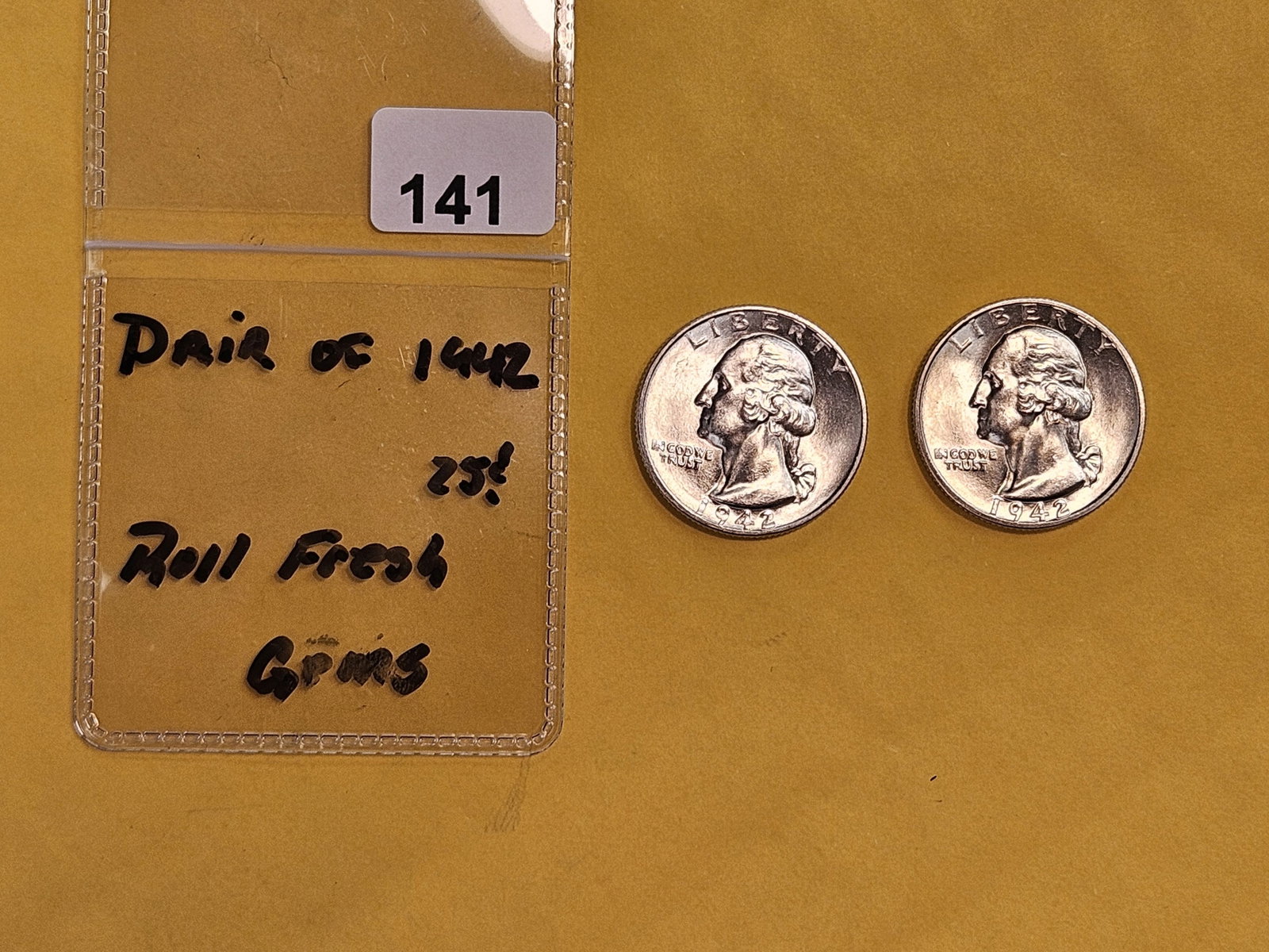 Two GEM Brilliant Uncirculated 1942 Washington Quarters - 2