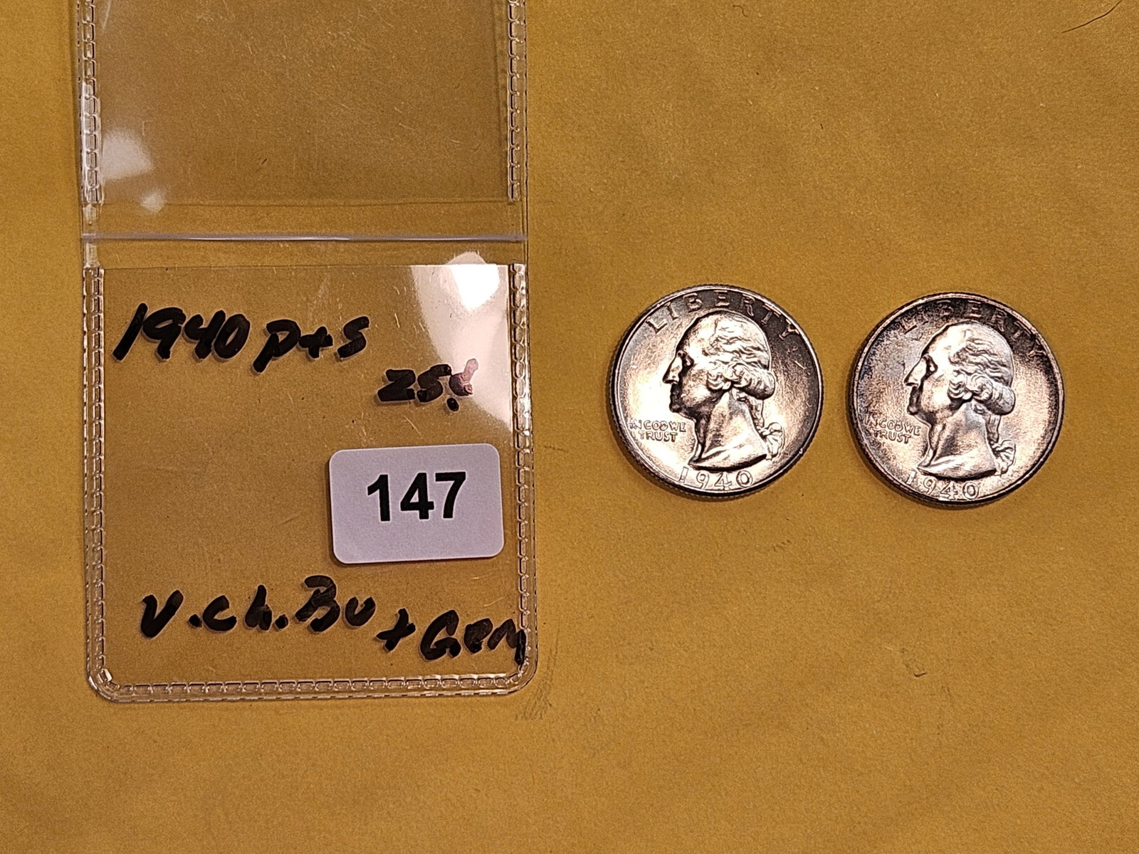 Very Choice and GEM Brilliant Uncirculated silver Washington Quarters - 2