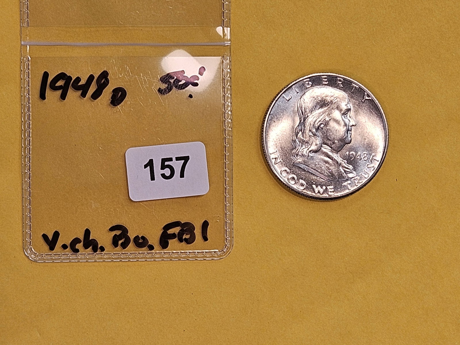 Very Choice Brilliant Uncirculated 1948-D Franklin Half Dollar FBL - 2