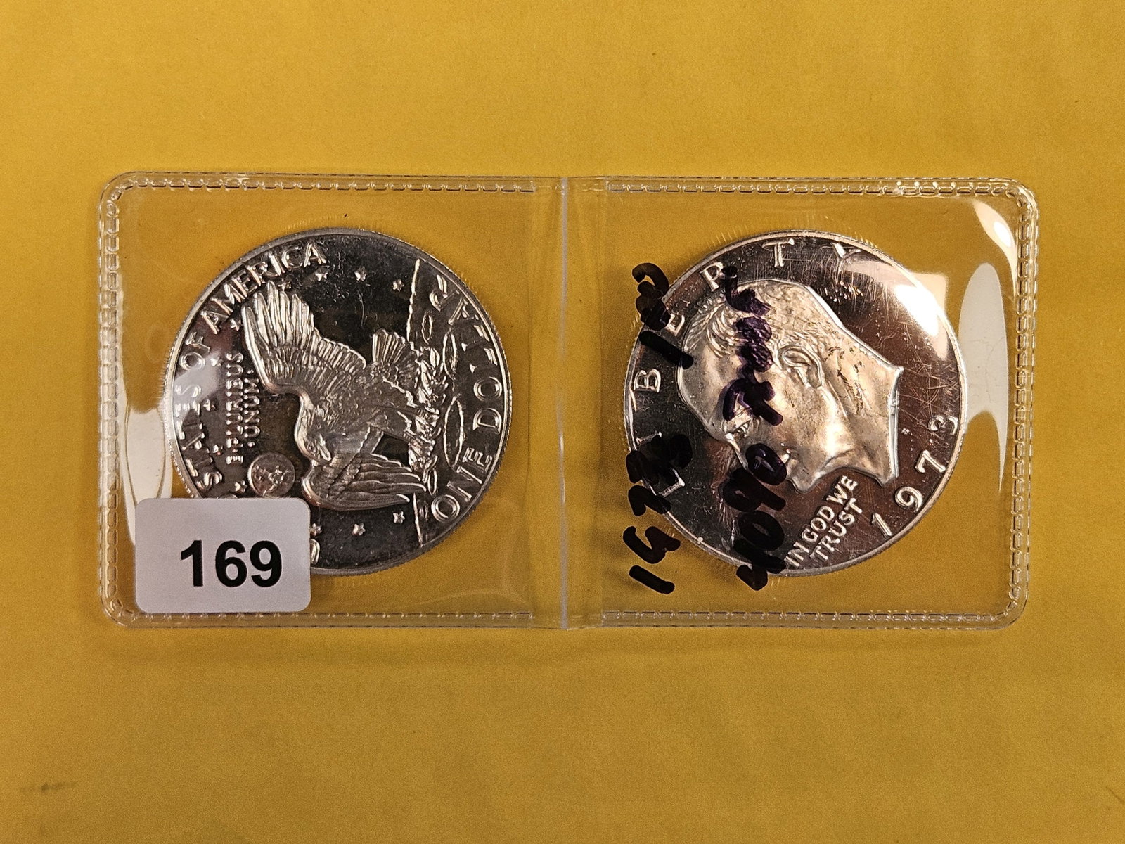 Two KEY DATE 1973-S GEM Proof Deep Cameo Silver Eisenhower Dollars: 40% silvers