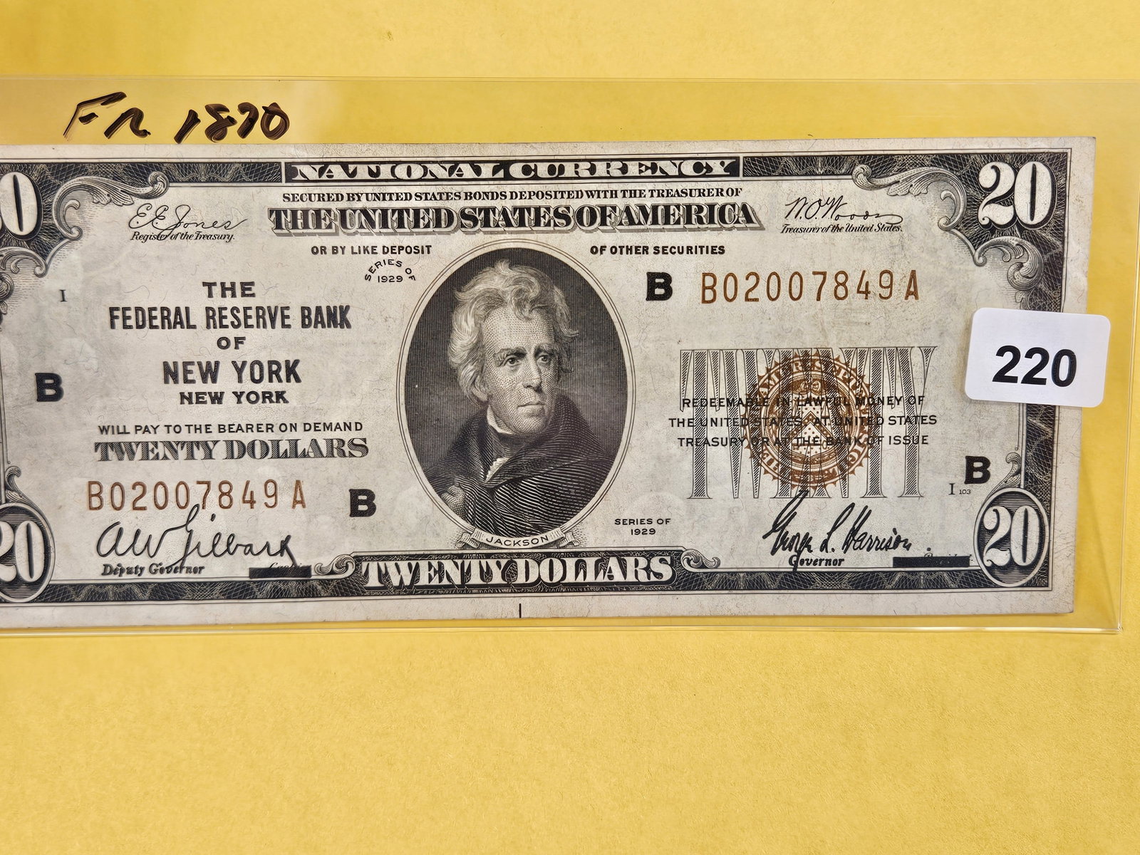 Series of 1929 Twenty Dollar national Currency in Extra Fine - 2