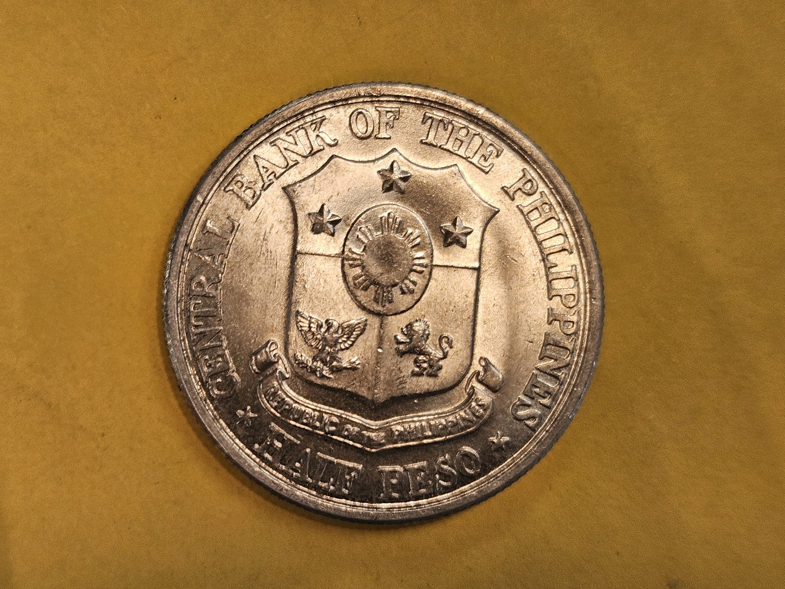 Very Choice Brilliant Uncirculated 1961 Philippines silver 1/2 peso - 5