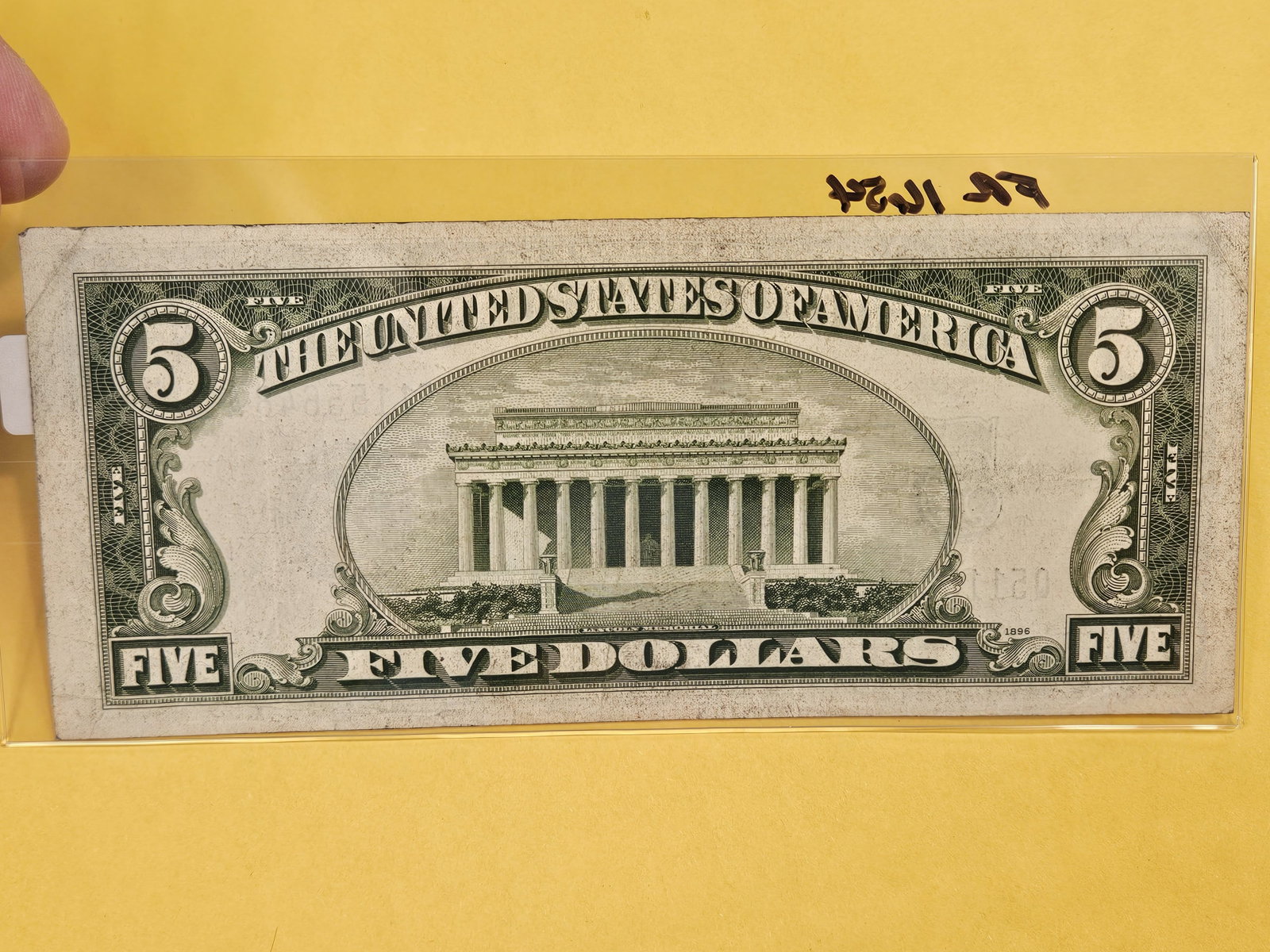 Series of 1934-D Five Dollar Silver Certificate in About Uncirculated - 2
