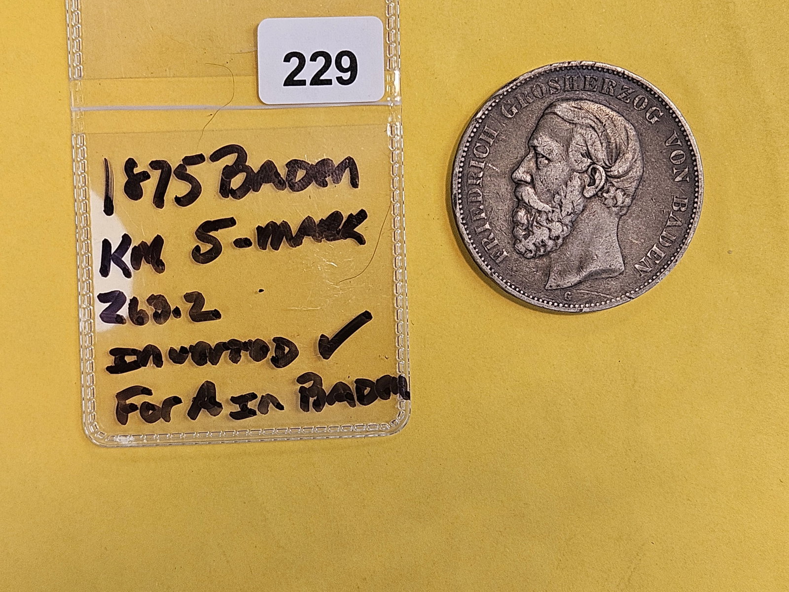 1875 Baden silver 5 mark - 2