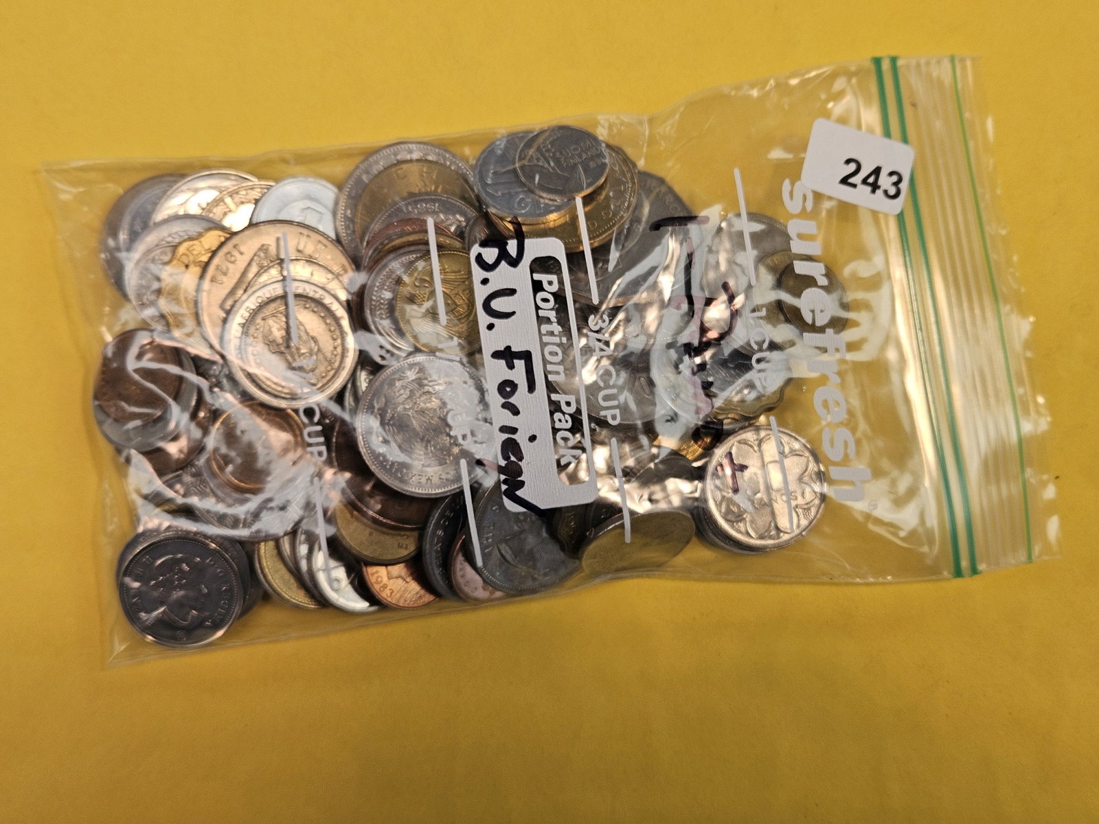 One Pound of mixed, Brilliant Uncirculated, World Coins: From dealer. Unsearched by us