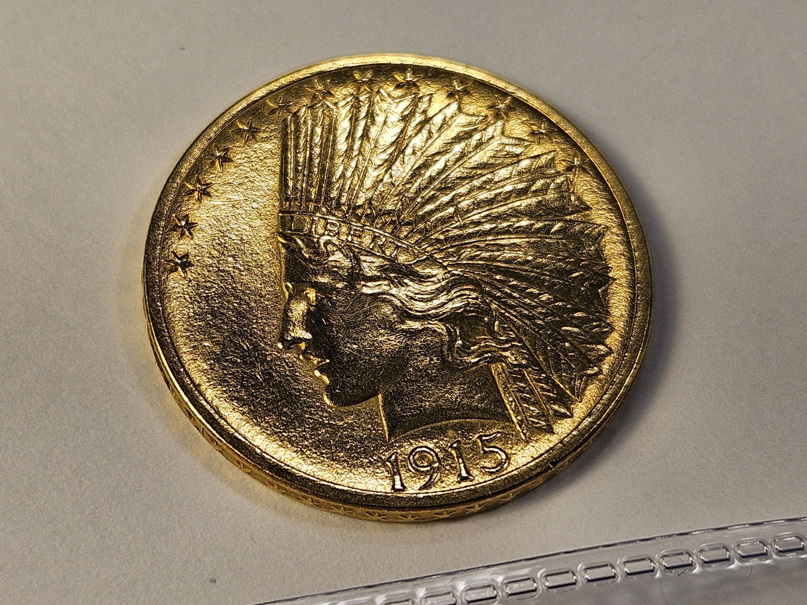 GOLD! Brilliant About Uncirculated 1915 Indian Head $10 Dollar Gold - 2