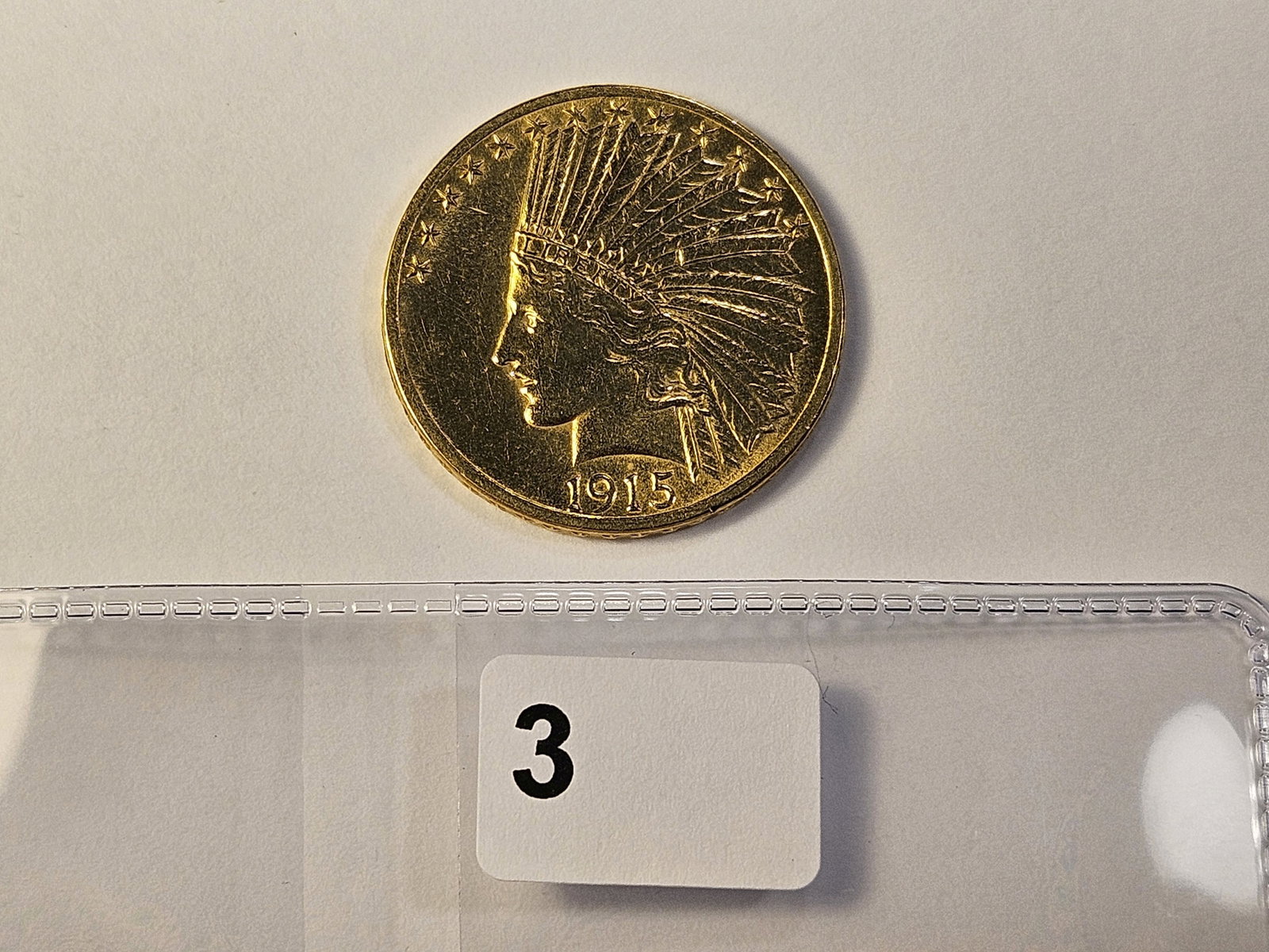 GOLD! Brilliant About Uncirculated 1915 Indian Head $10 Dollar Gold - 3