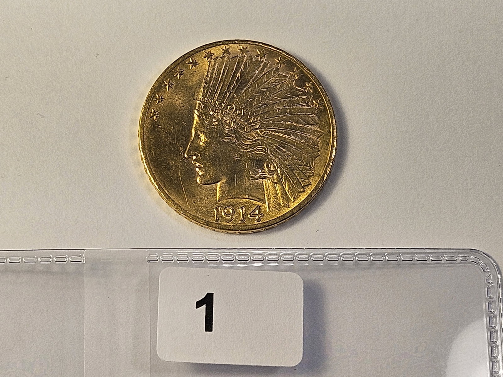 GOLD! Brilliant About Uncirculated 1914-D Indian Head $10 Dollar Gold - 3