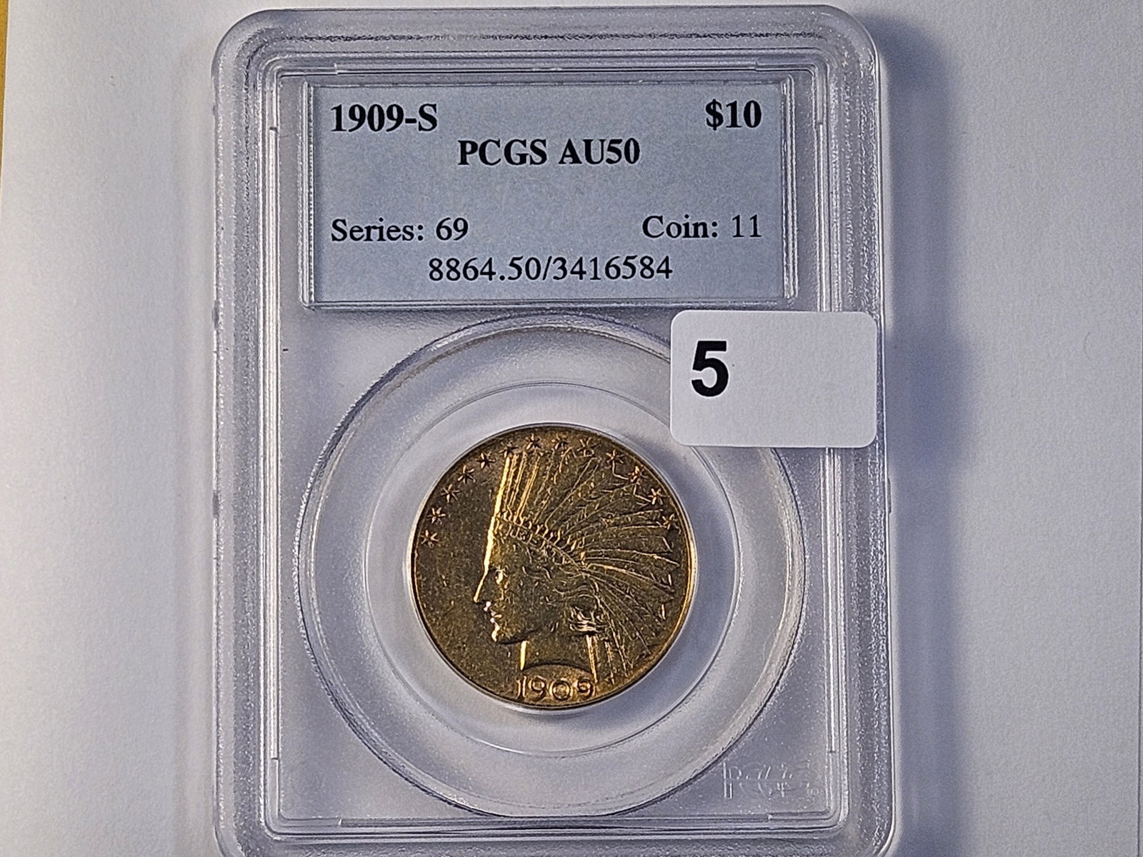 GOLD! PCGS 1909-S Ten Dollar Indian Head Gold in About Uncirculated 50 - 3