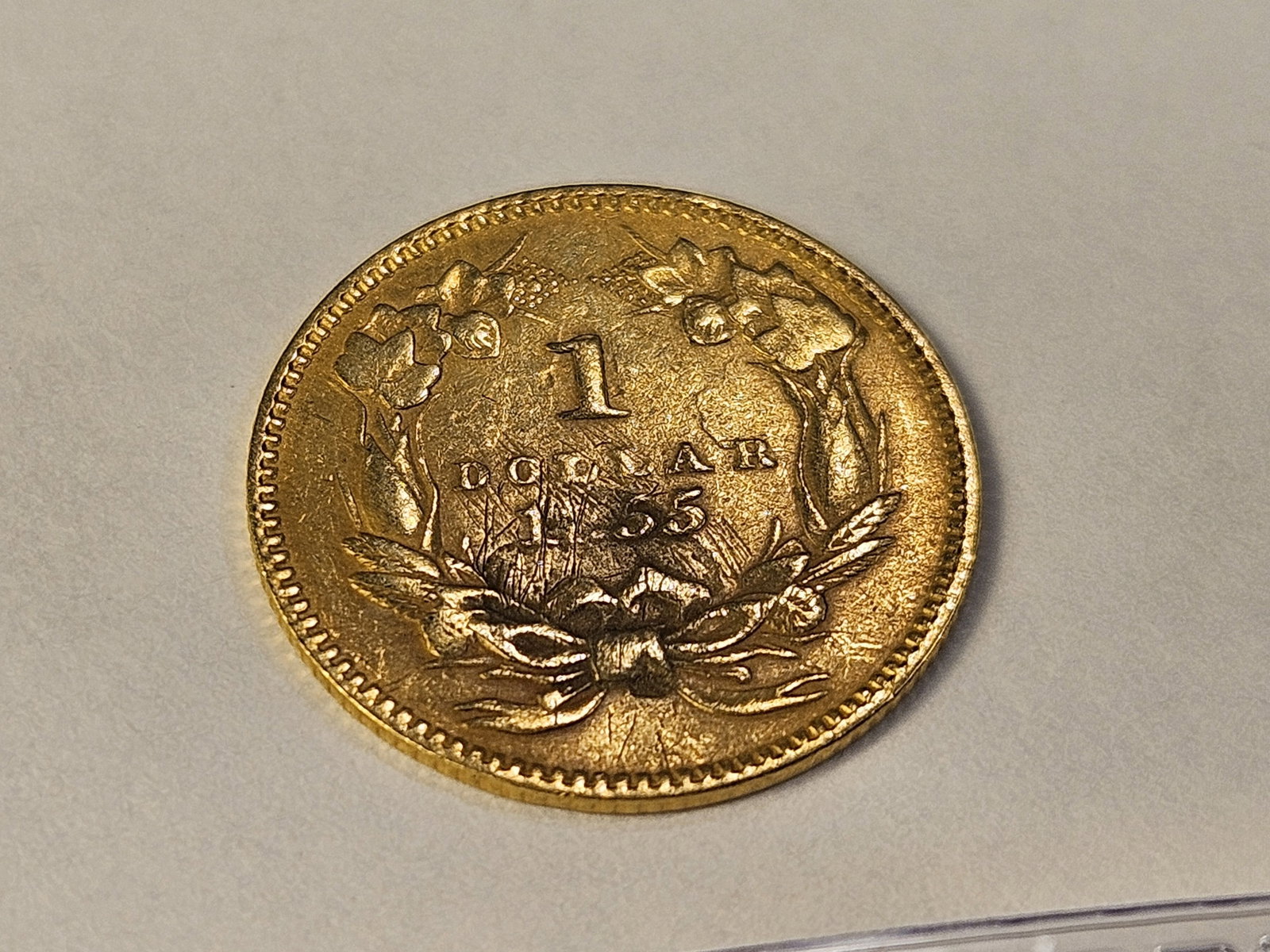 GOLD! Bright Circulated 1855 Liberty Head $1 Gold - 6