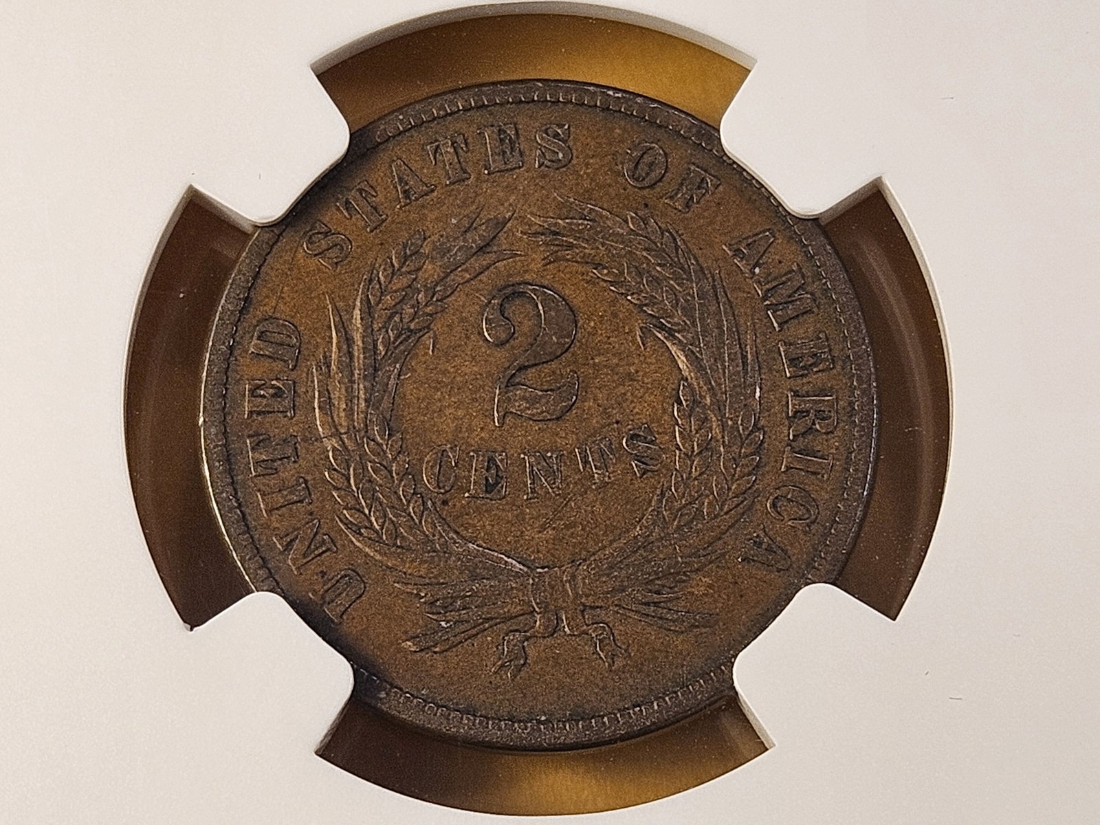 NGC 1871 Two Cent Piece in Very Fine Brown - 4