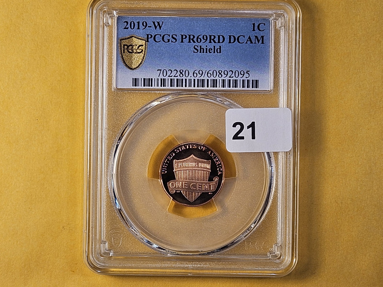 PCGS 2019-W Lincoln Shield Cent in Proof 69 Red Deep Cameo - 3