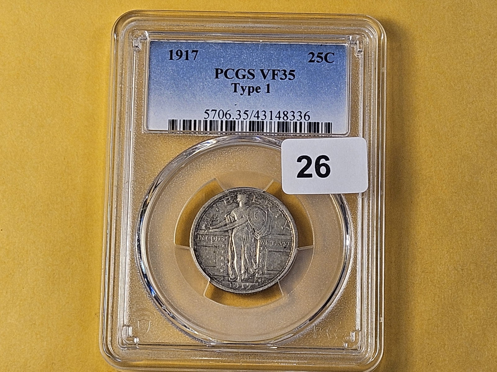PCGS 1917 Standing Liberty Silver Quarter in Very Fine 35 - 2