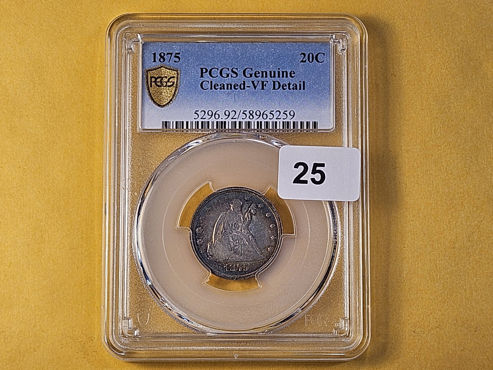 PCGS 1875 Seated Liberty Silver Twenty Cent Piece in Very Fine -details - 3