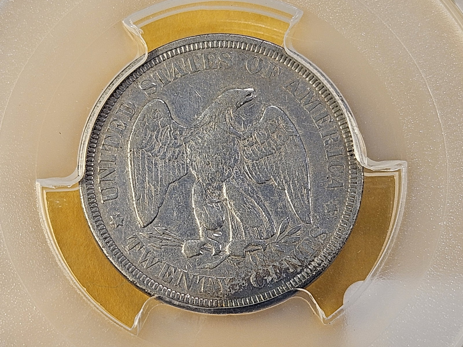 PCGS 1875 Seated Liberty Silver Twenty Cent Piece in Very Fine -details - 5