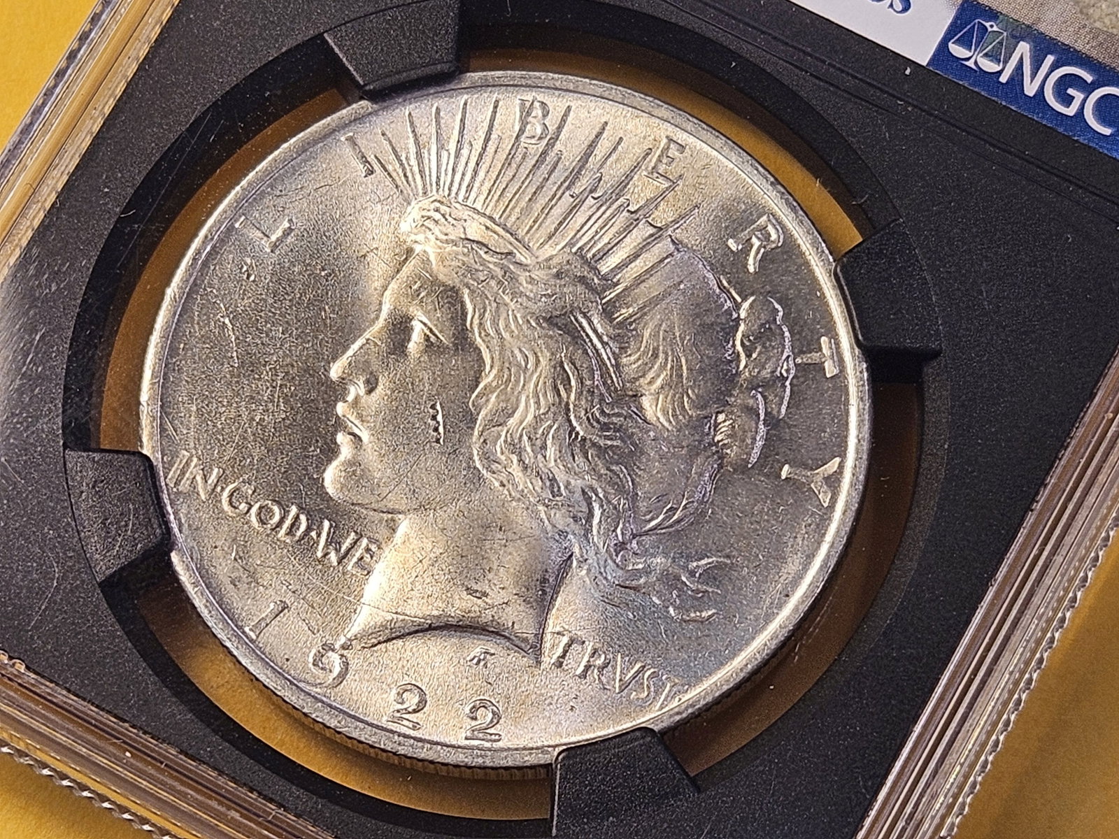 NGC 1922 Peace Silver Dollar in Brilliant Uncirculated - 3