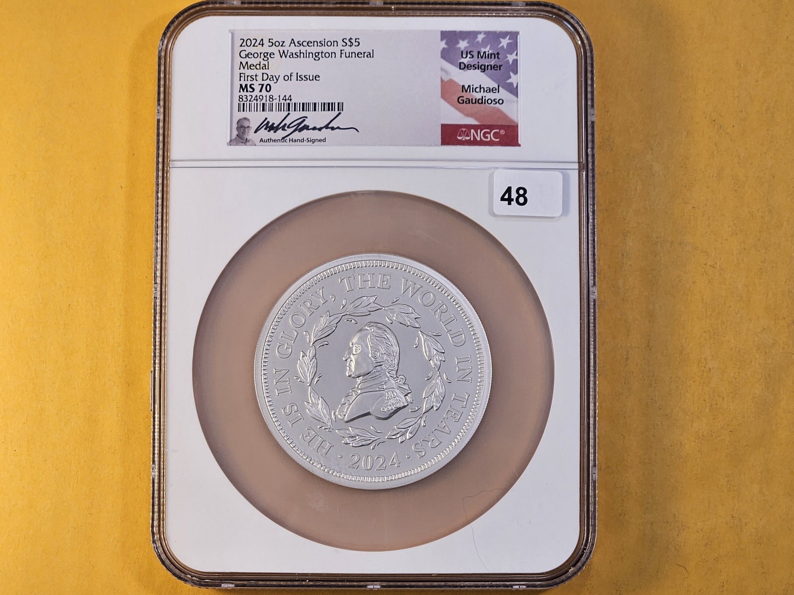 PERFECT! NGC 2024 Five Troy Ounce .999 Fine Silver Medal in Proof 70 Deep Cameo - 2