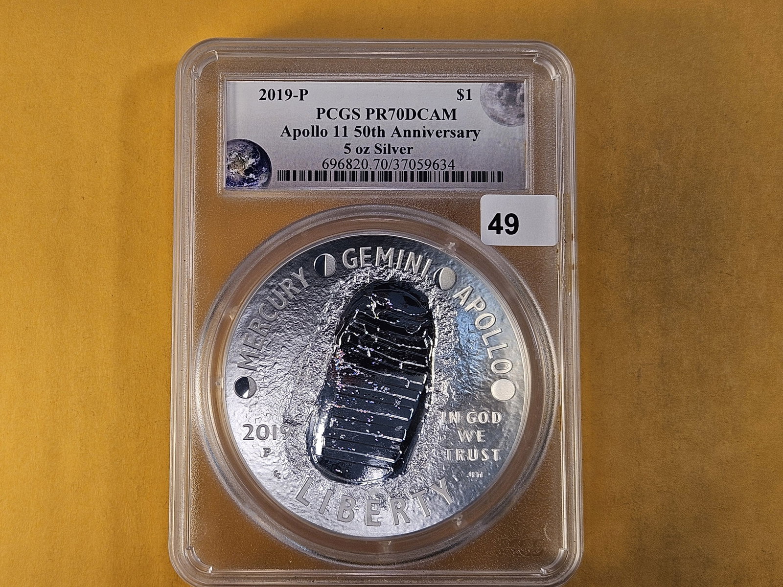 PERFECT! PCGS 2019 Five Troy Ounce .999 Fine Silver Medal in Proof 70 Deep Cameo - 2