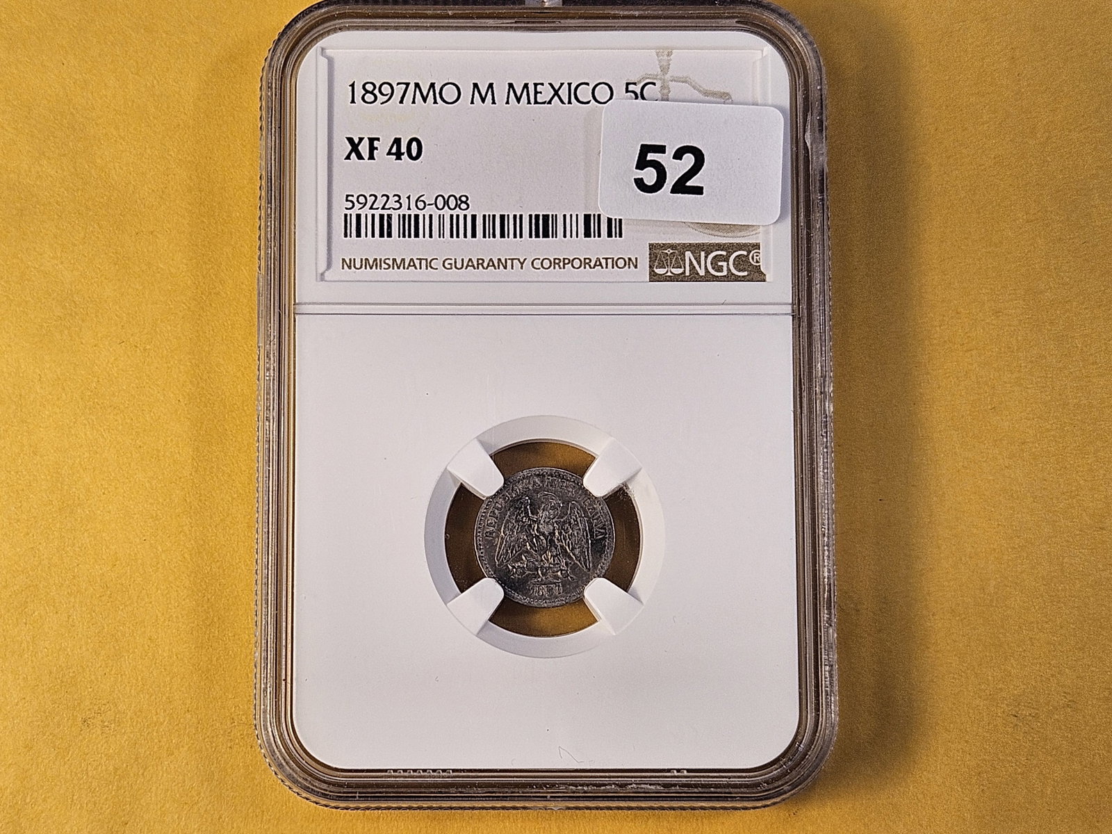 NGC Mexico 1897 Mo Silver Five Centavos in Extra Fine 40 - 3