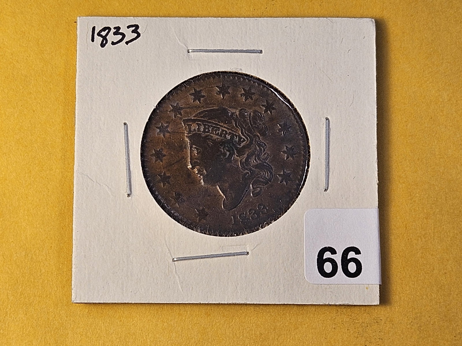 1833 Coronet Head Large Cent - 2