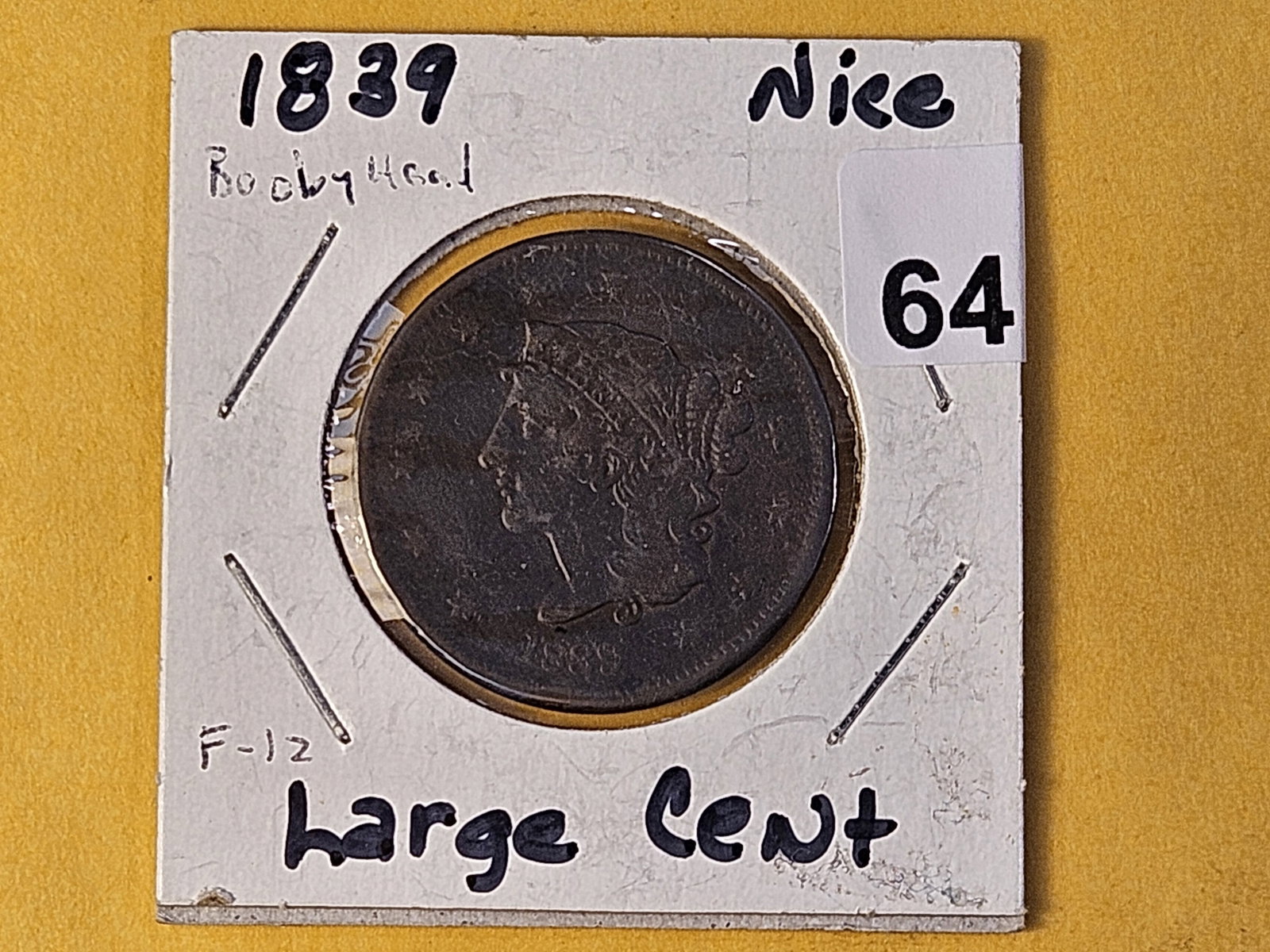 1839 Coronet Head Large Cent - 2