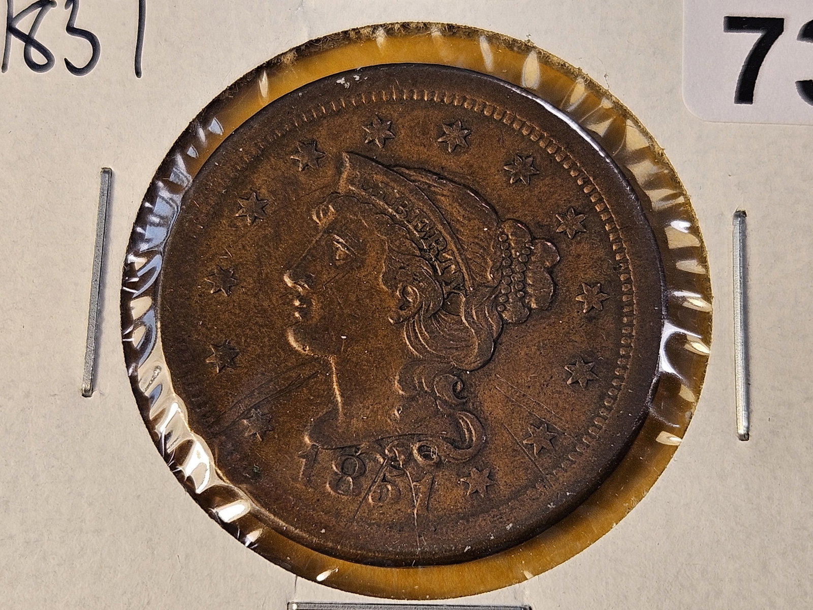 Better Grade 1851 Braided Hair Large Cent: Extra Fine -details