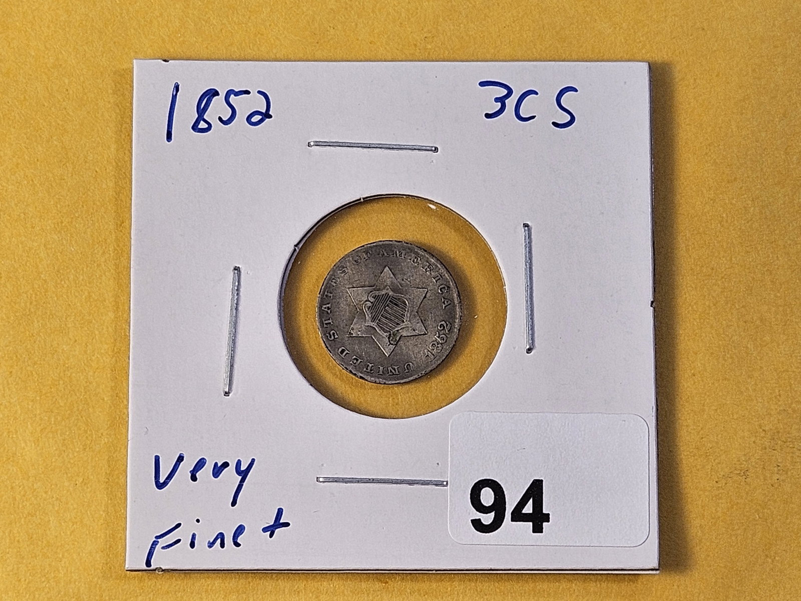 Better Grade 1852 Three Cent Silver Trime - 2