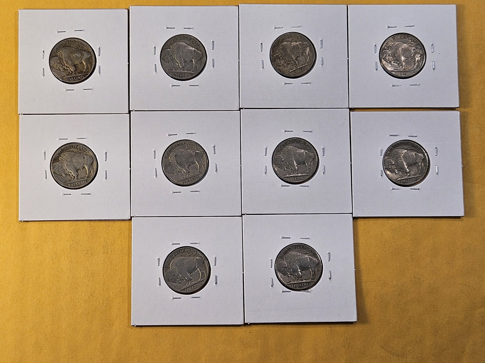 Ten Circulated Buffalo Nickels - 7