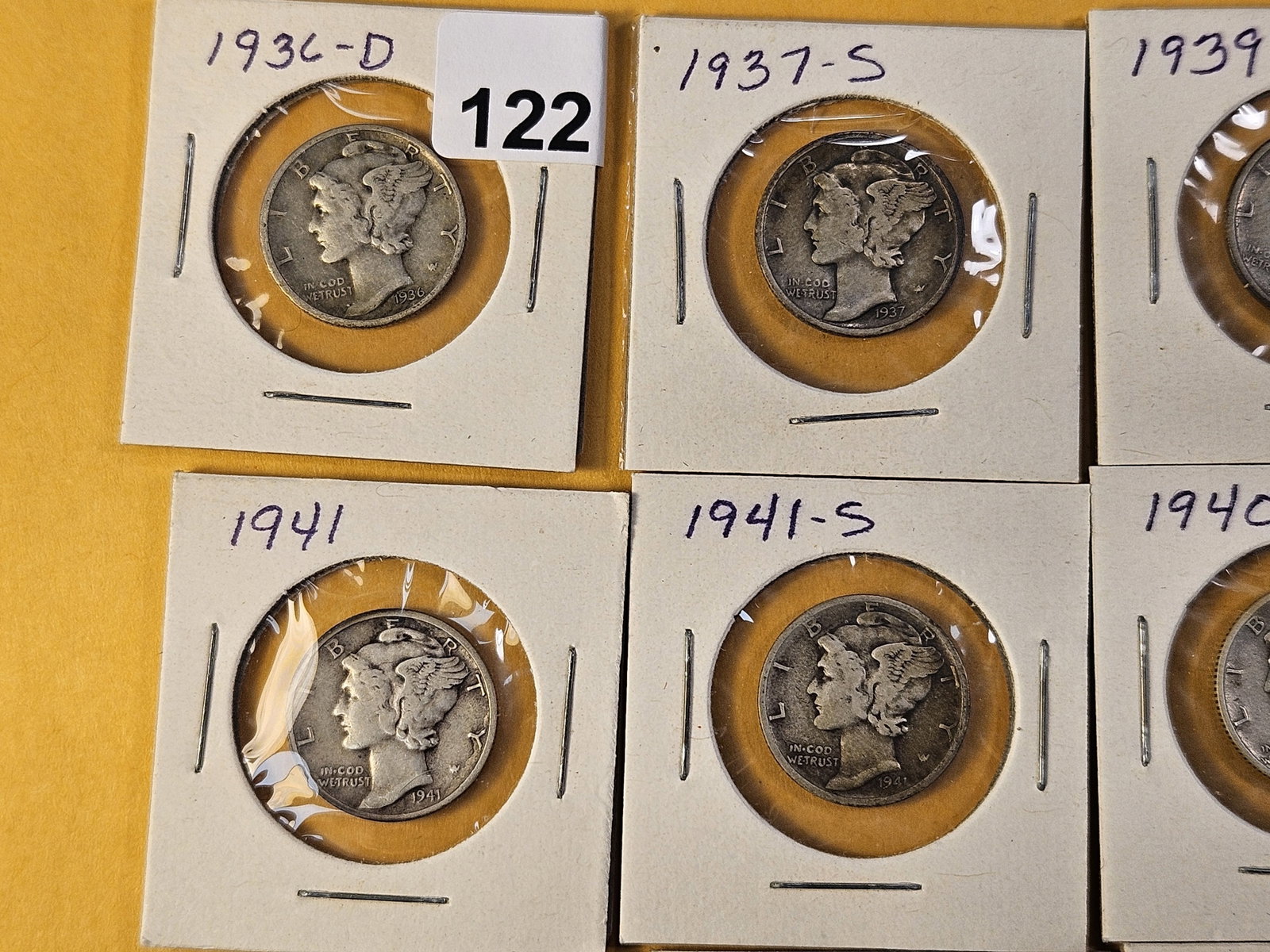 Fourteen Circulated Mercury Silver Dimes - 2