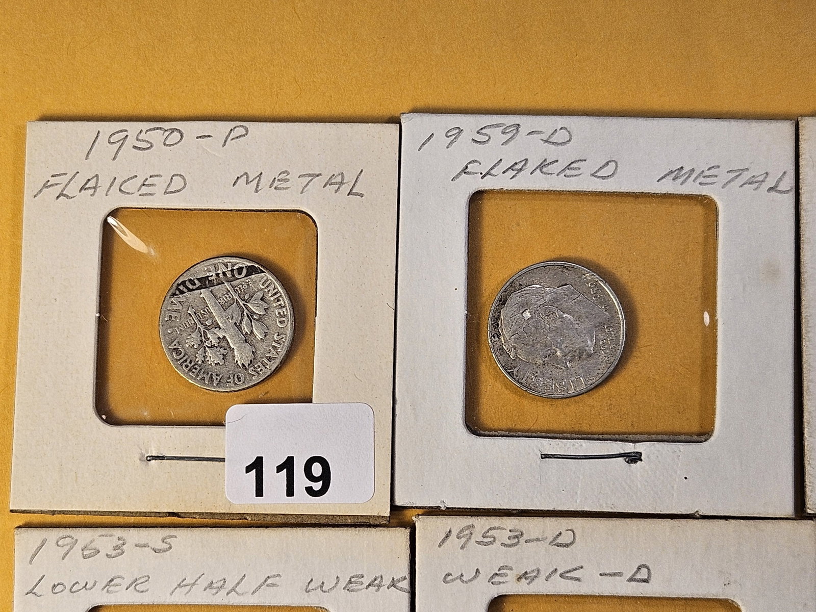 Ten Circulated Roosevelt Silver Dimes with Minor Varieties - 2