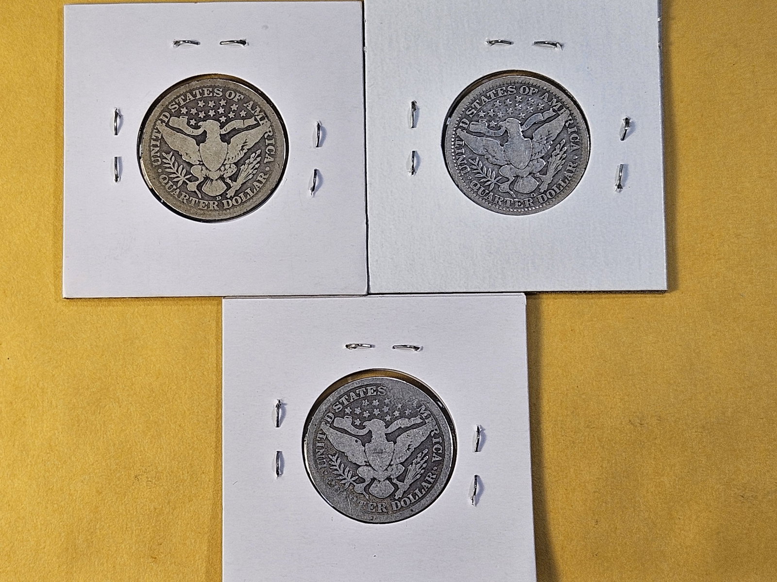 Three Circulated Barber Silver Quarters - 5