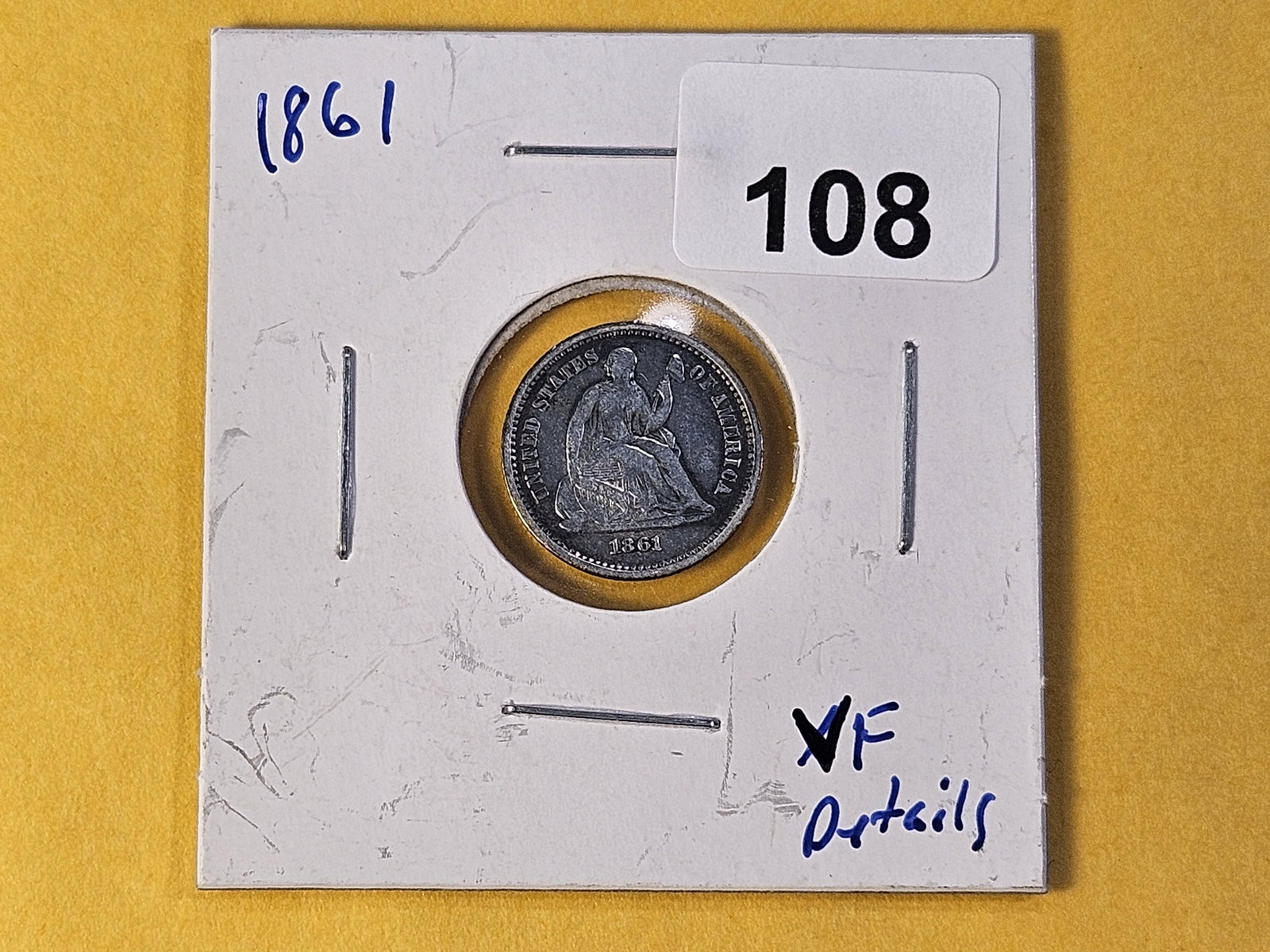 Better Grade 1861 Seated Liberty Silver Half Dime - 2