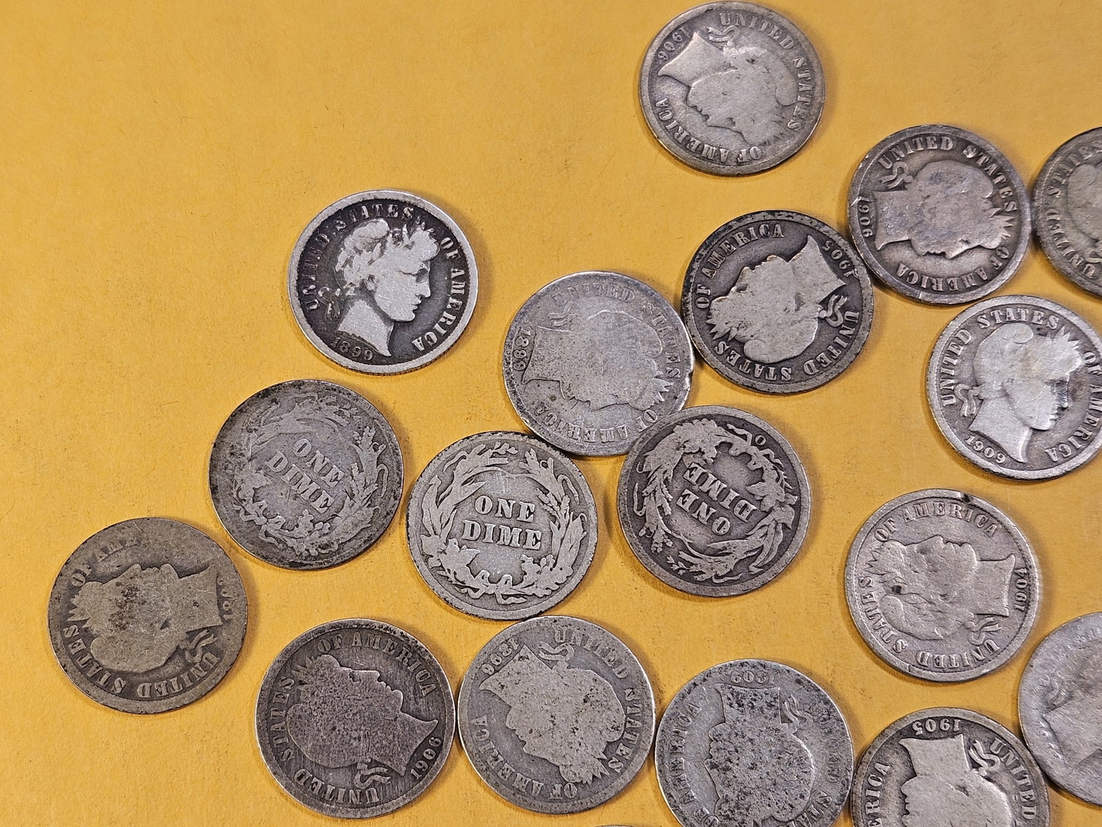 Twenty-six Circulated Barber Silver Dimes - 2
