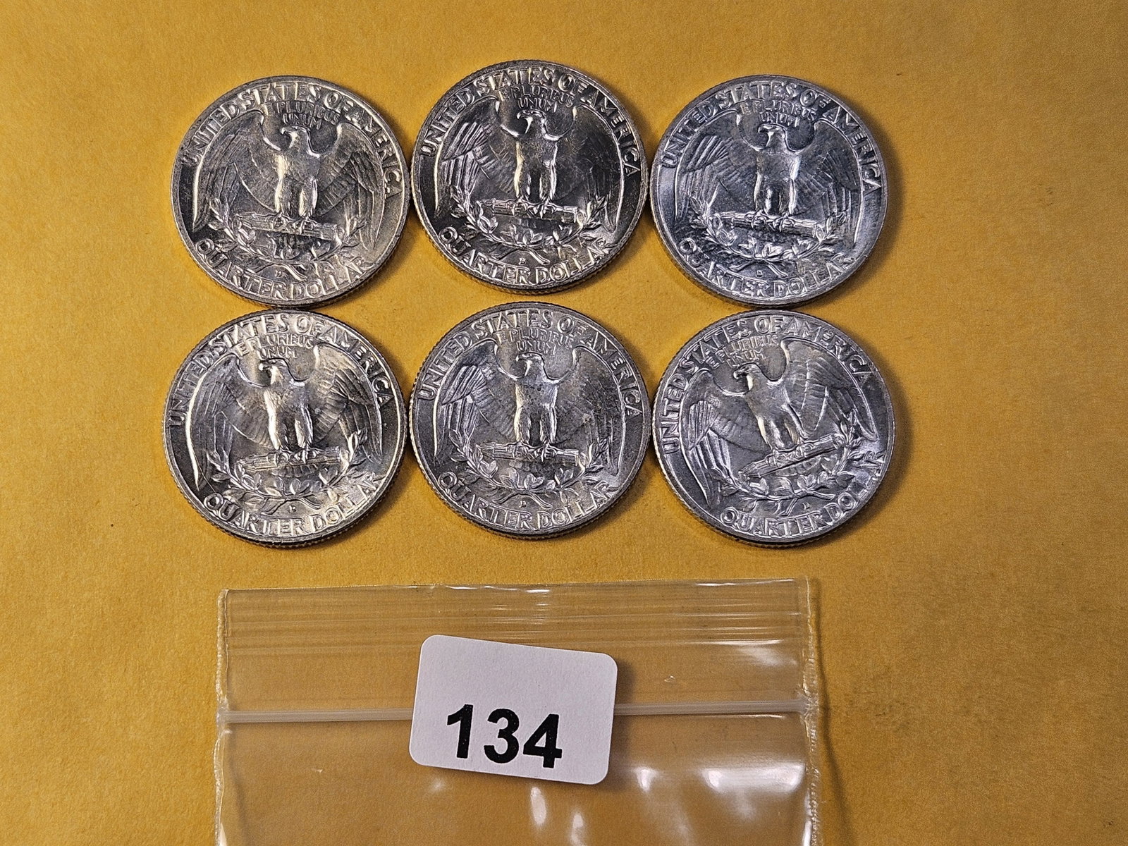 Six Brilliant Uncirculated Washington Silver Quarters - 3