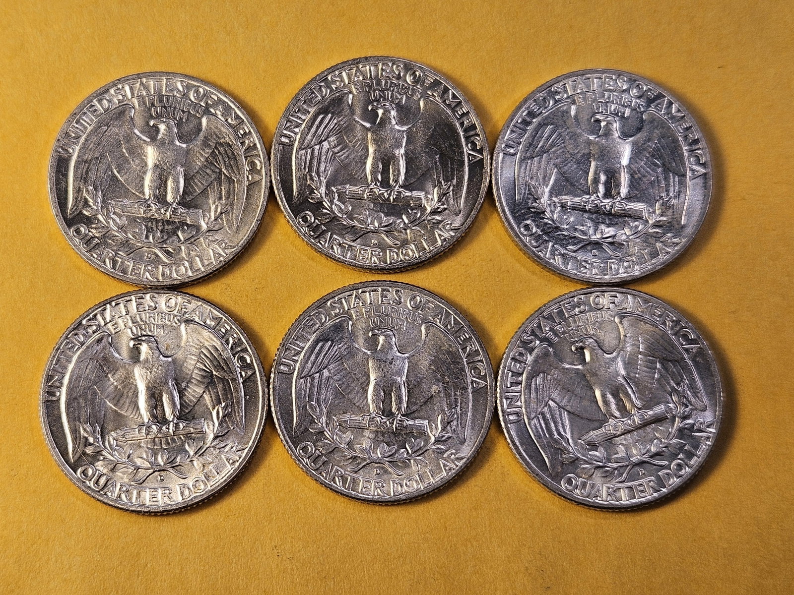 Six Brilliant Uncirculated Washington Silver Quarters - 4