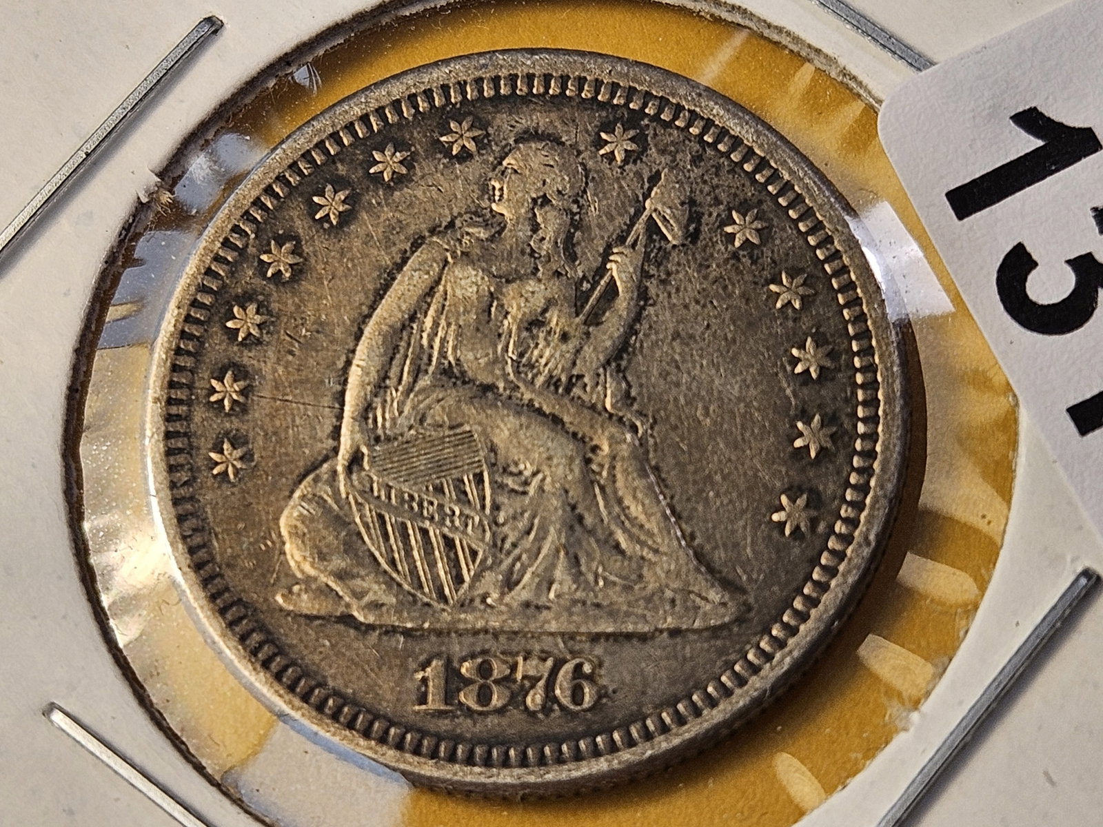 Better Grade 1876 Seated Liberty Silver Quarter - 3