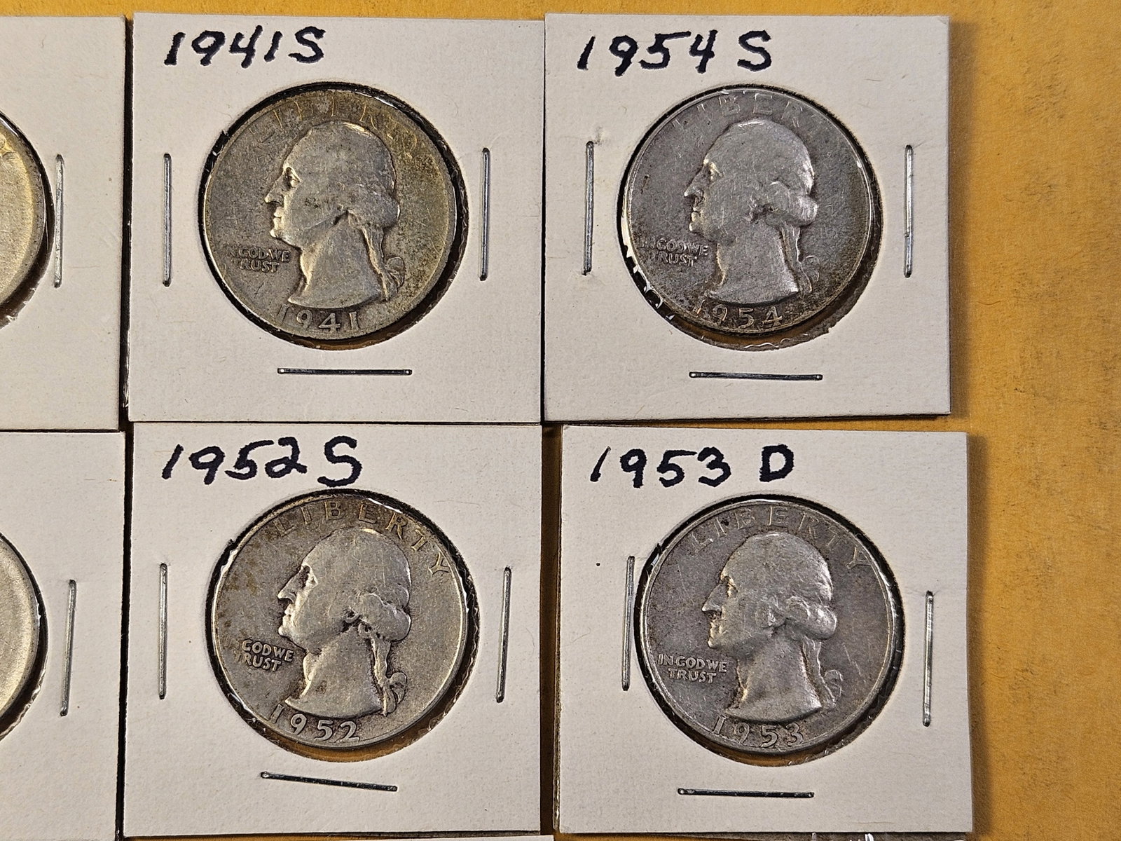 Ten Circulated Washington Silver Quarters - 3