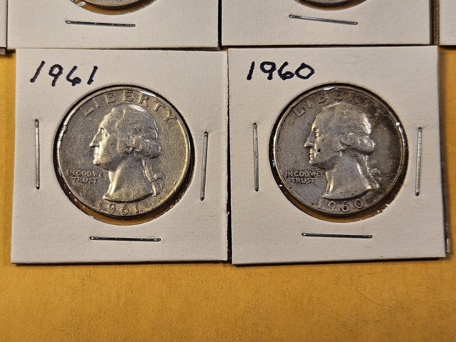 Ten Circulated Washington Silver Quarters - 4