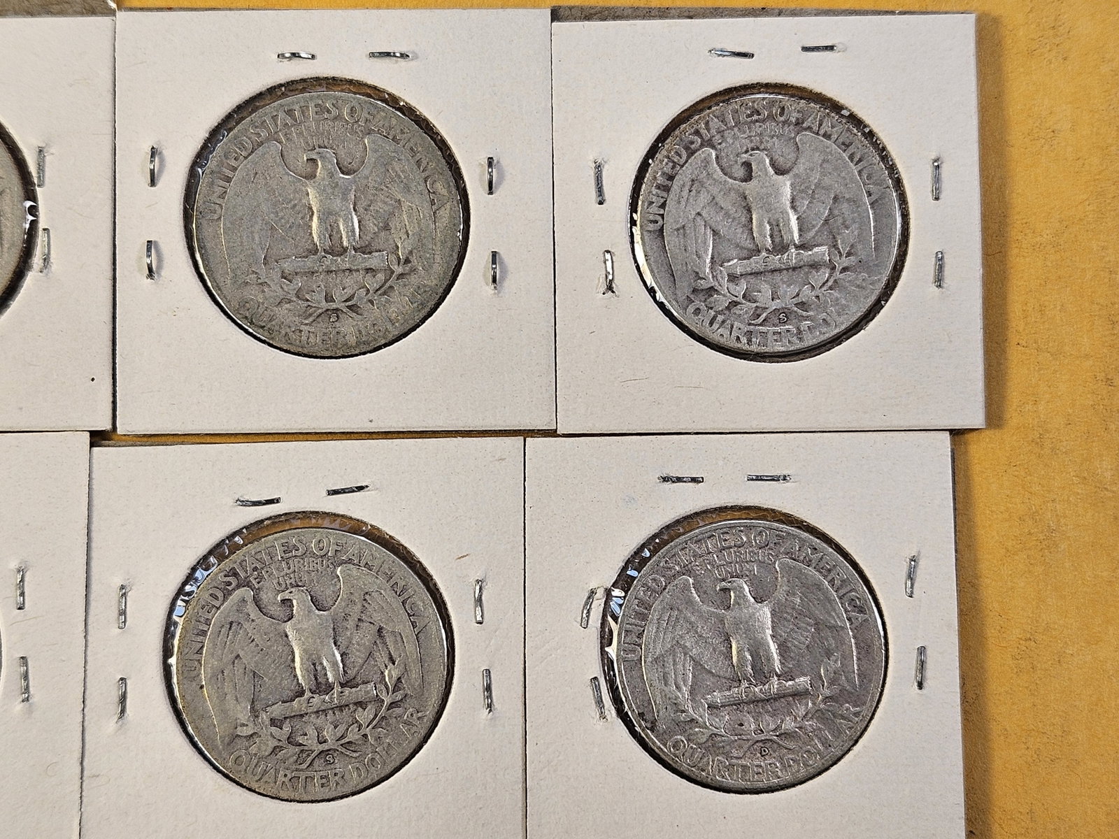 Ten Circulated Washington Silver Quarters - 7