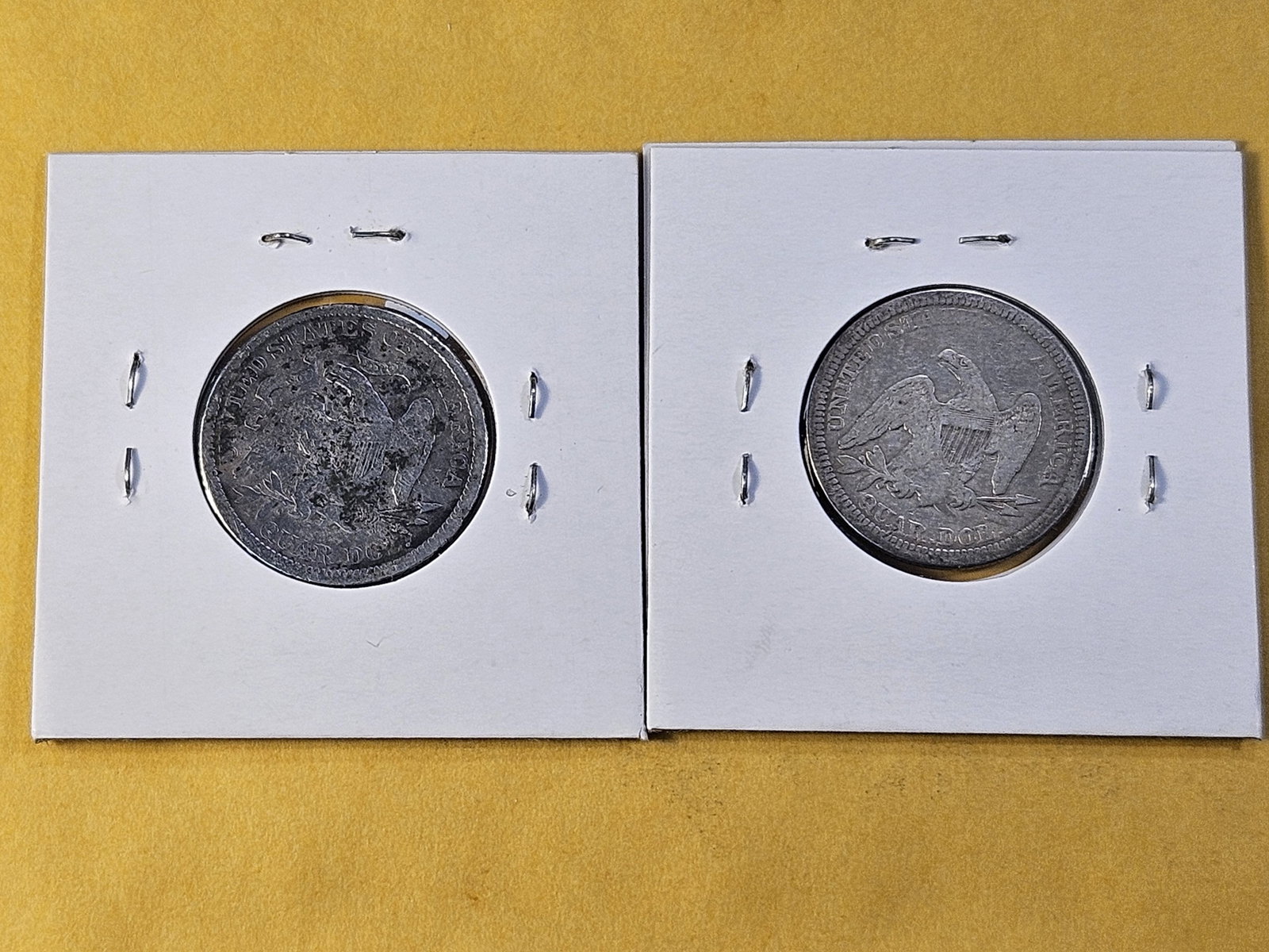 Two Circulated Seated Liberty Silver Quarters - 4