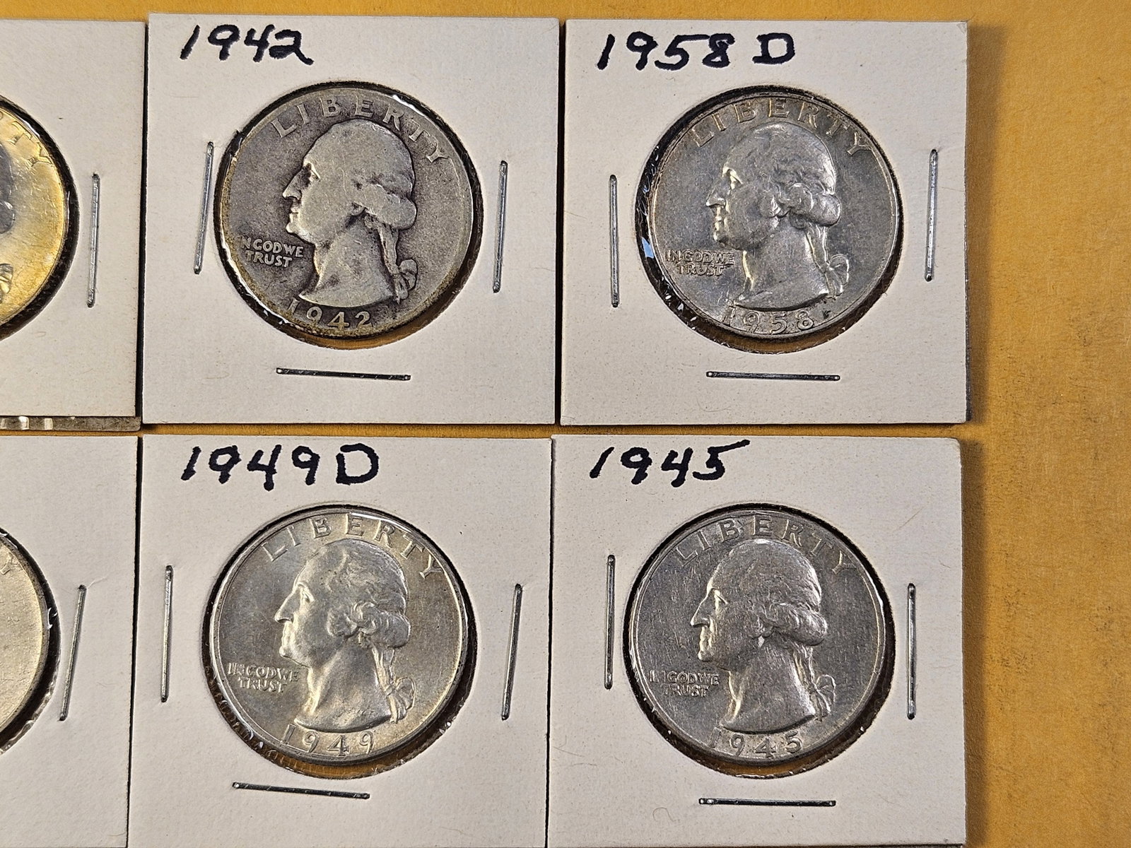 Ten Circulated Washington Silver Quarters - 3