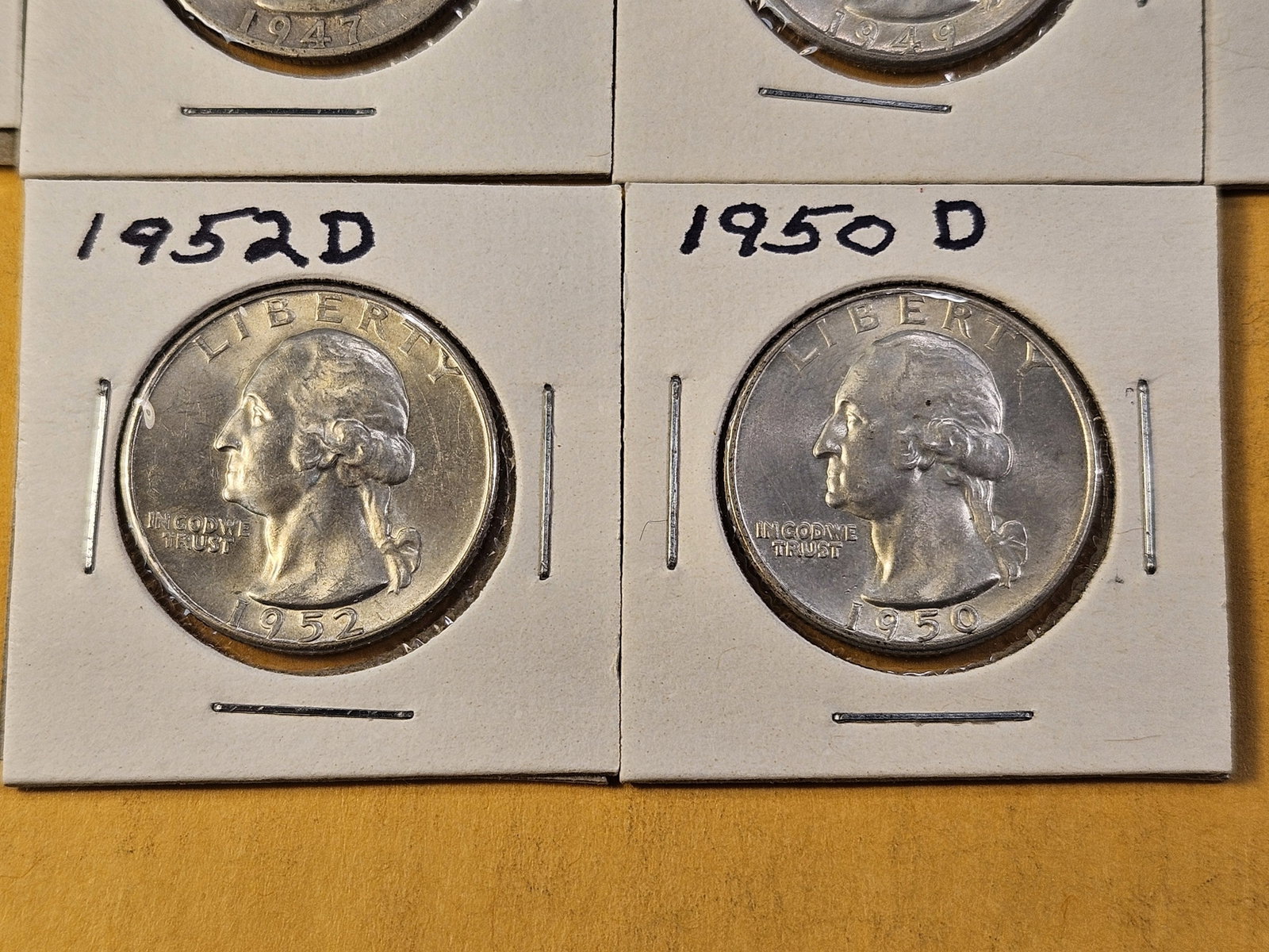 Ten Circulated Washington Silver Quarters - 4