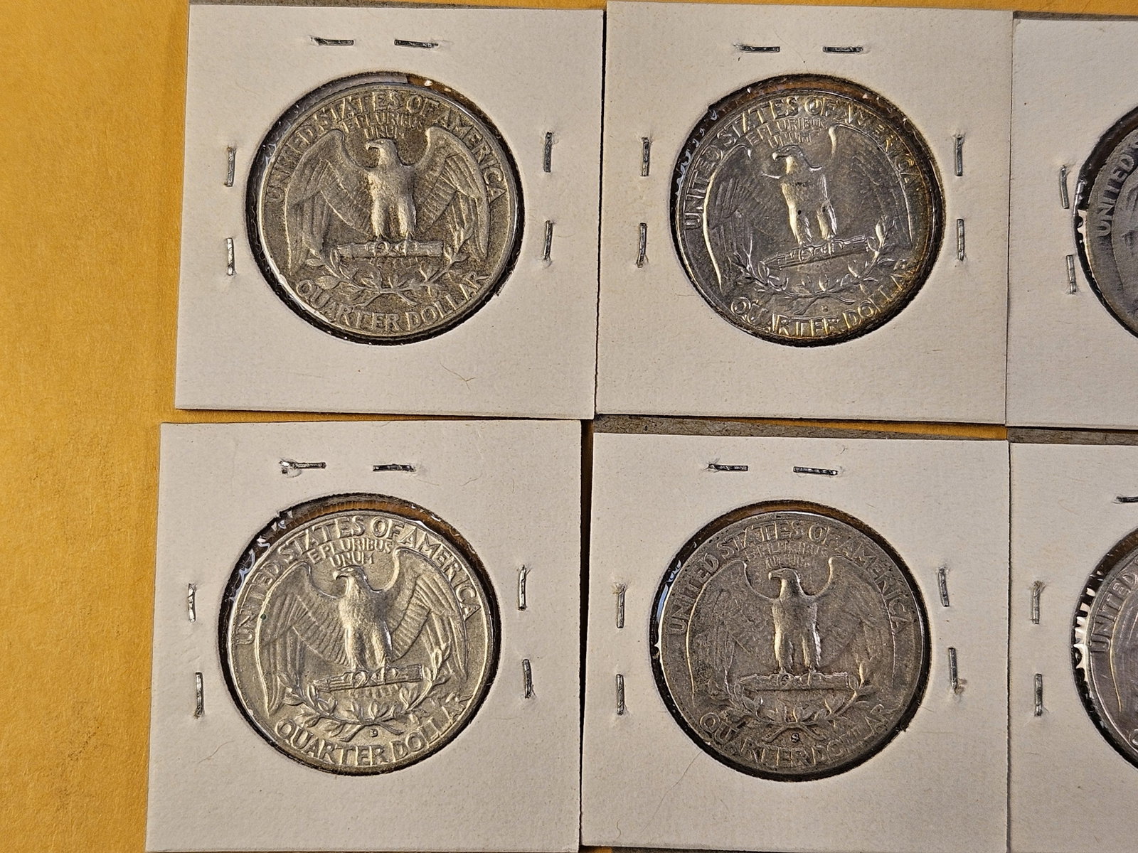 Ten Circulated Washington Silver Quarters - 6
