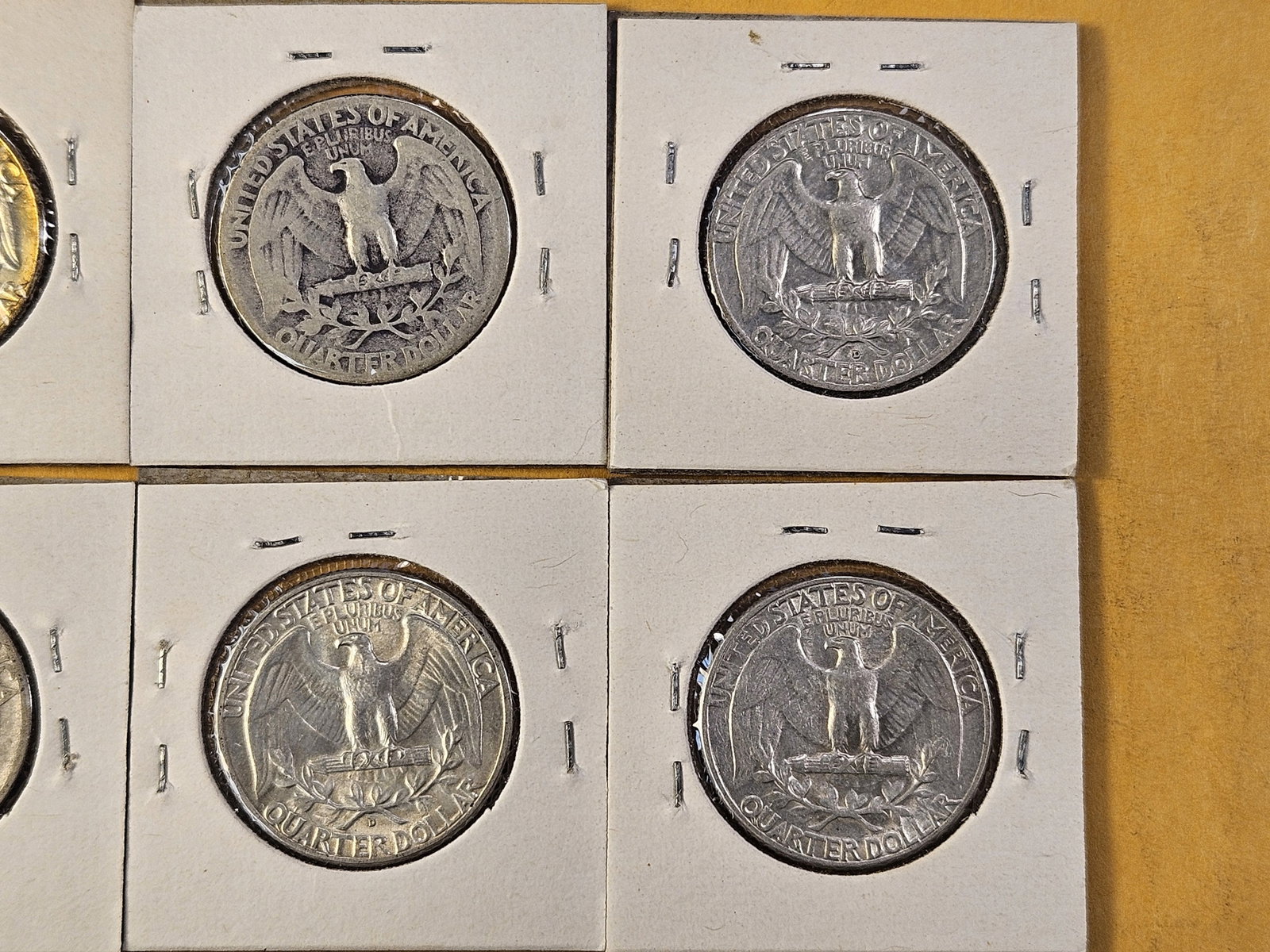 Ten Circulated Washington Silver Quarters - 7