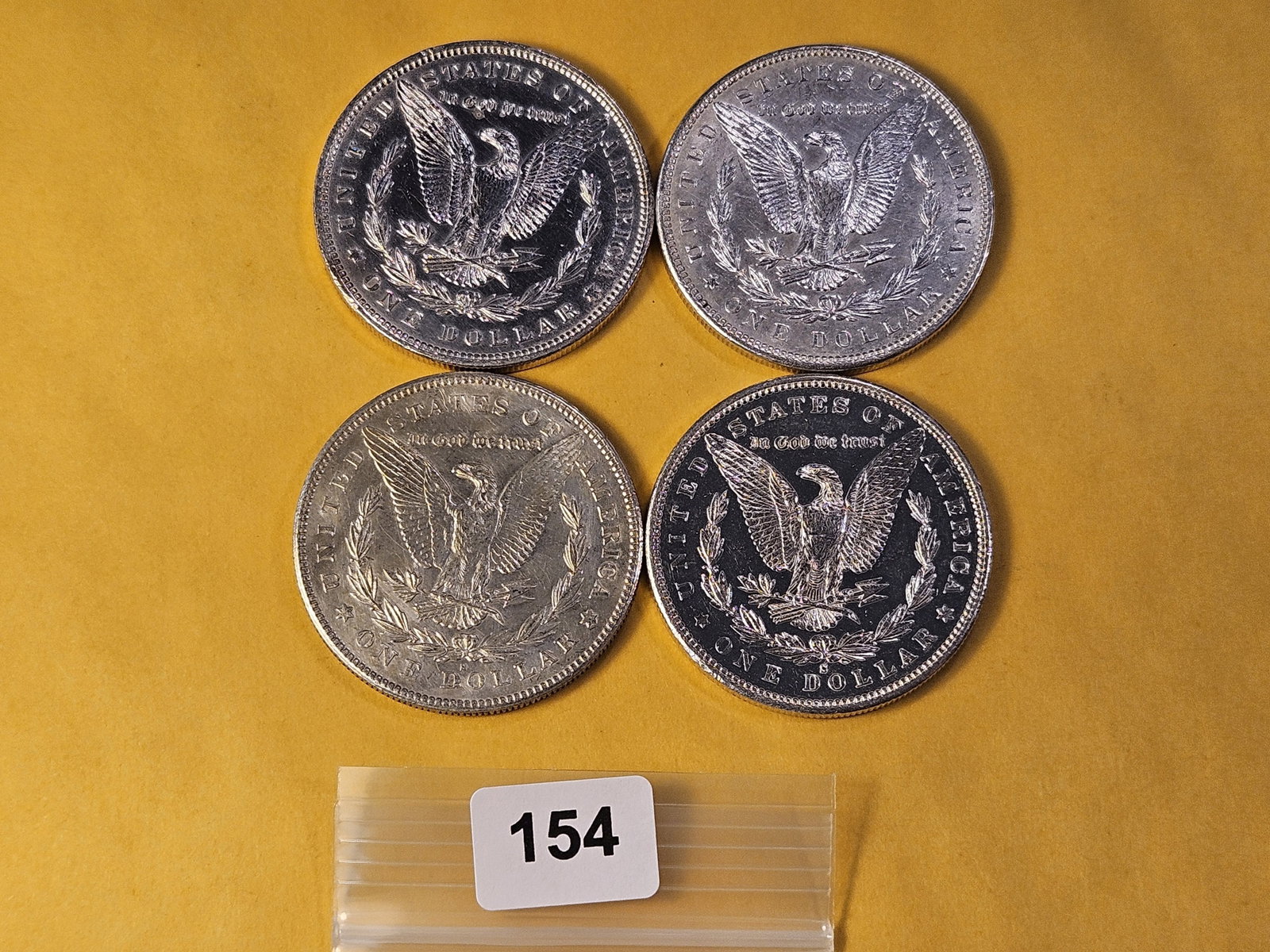 Four About Uncirculated Morgan Silver Dollars - 3