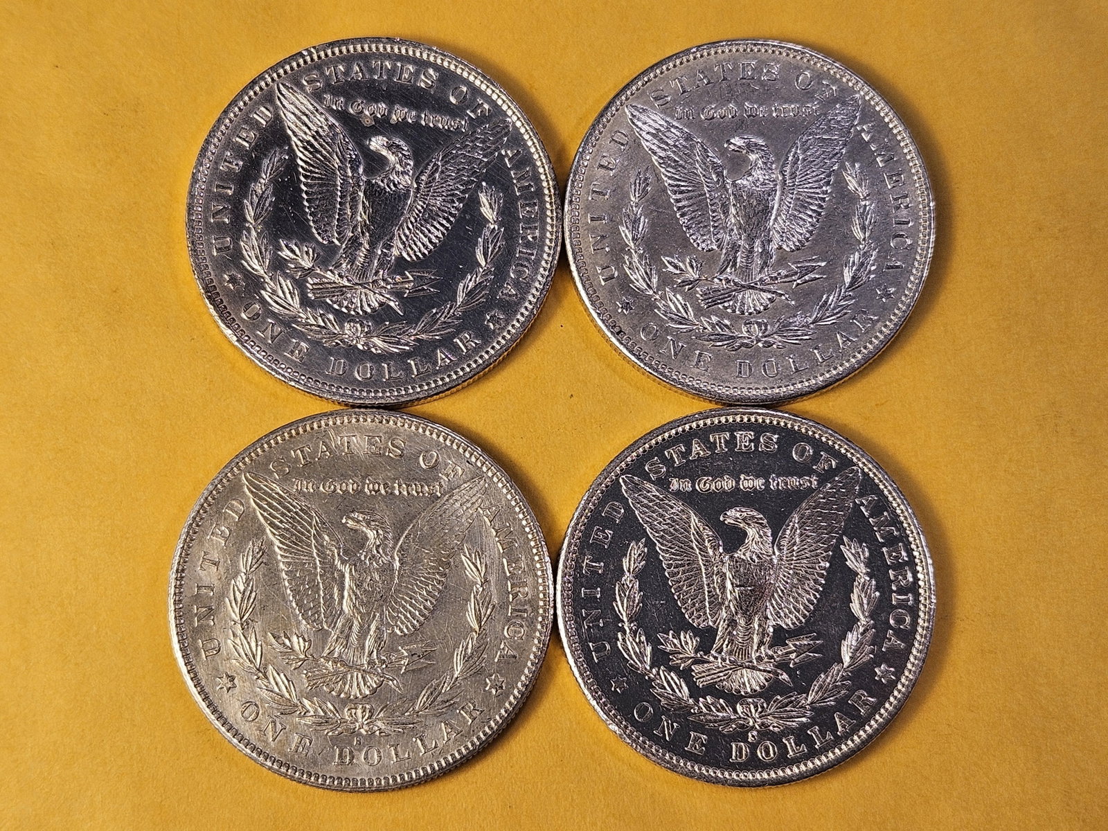 Four About Uncirculated Morgan Silver Dollars - 4