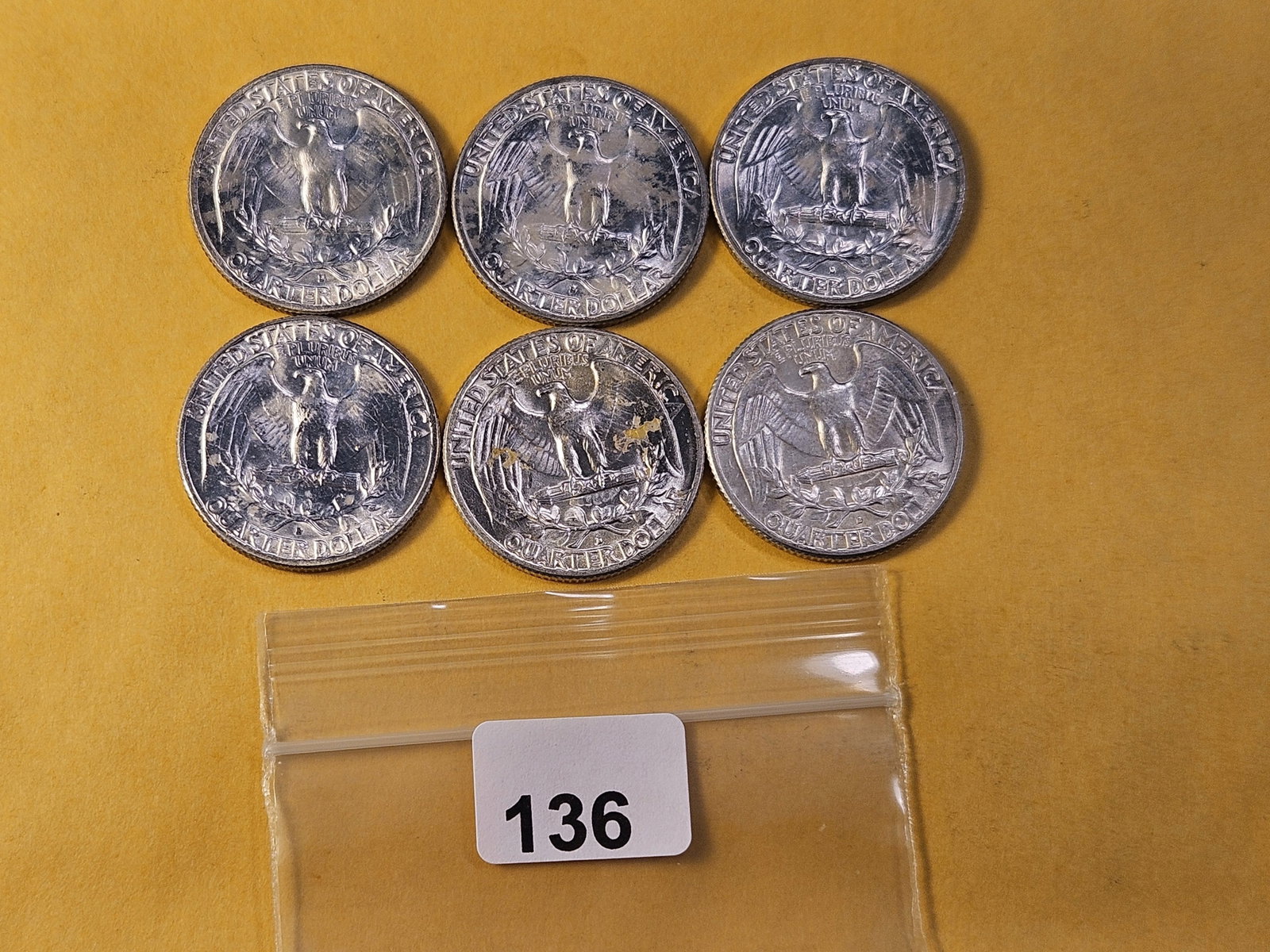 Six Brilliant Uncirculated Washington Silver Quarters - 3