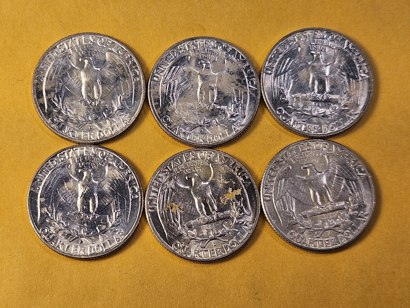 Six Brilliant Uncirculated Washington Silver Quarters - 4