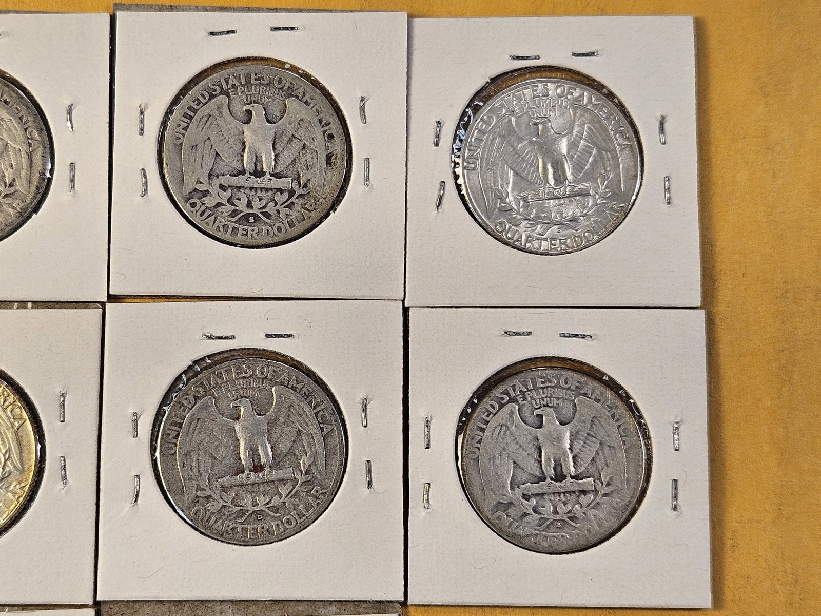 Ten Circulated Washington Silver Quarters - 7